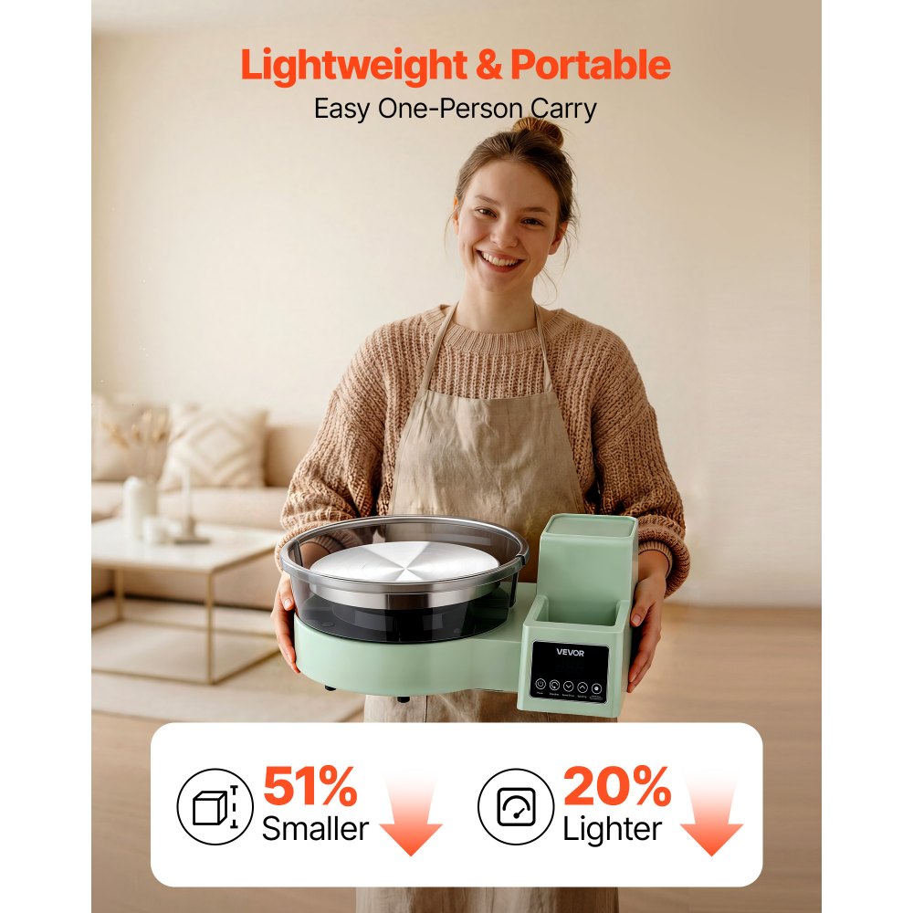 Τροχός κεραμικής VEVOR για ενήλικες, περιστρεφόμενος δίσκος αλουμινίου 28 cm, ηλεκτρικός επιτραπέζιος τροχός κεραμικής 450W με πεντάλ ποδιού, ρυθμιζόμενη ταχύτητα 30-300 σ.α.λ., αποσπώμενος νιπτήρας, για αρχάριους, χειροτεχνία από πηλό DIY, πράσινο Τροχός κεραμικής VEVOR για ενήλικες, περιστρεφόμενος δίσκος αλουμινίου 28 cm, ηλεκτρικός επιτραπέζιος τροχός κεραμικής 450W με πεντάλ ποδιού, ρυθμιζόμενη ταχύτητα 30-300 σ.α.λ., αποσπώμενος νιπτήρας, για αρχάριους, χειροτεχνία από πηλό DIY, πράσινο