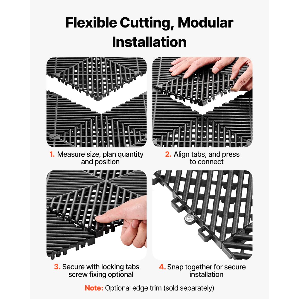 Πατάκια Αποστράγγισης VEVOR με Αλληλοσύνδεση, 310 x 310 mm, Πλακάκια Δαπέδου Γκαράζ με Αρθρωτά Πλακάκια Δαπέδου Αποστράγγισης PP, Αυτοαποστραγγιζόμενα, Εύκολη Εγκατάσταση, για Μπάνιο, Κουζίνα, Πισίνα & Εξωτερικούς Χώρους, Μαύρο, Συσκευασία των 50 τεμαχίων Πατάκια Αποστράγγισης VEVOR με Αλληλοσύνδεση, 310 x 310 mm, Πλακάκια Δαπέδου Γκαράζ με Αρθρωτά Πλακάκια Δαπέδου Αποστράγγισης PP, Αυτοαποστραγγιζόμενα, Εύκολη Εγκατάσταση, για Μπάνιο, Κουζίνα, Πισίνα & Εξωτερικούς Χώρους, Μαύρο, Συσκευασία των 50 τεμαχίων