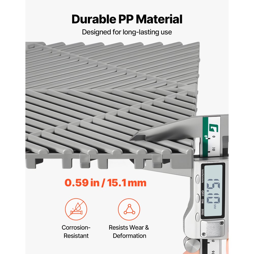 Πατάκια Αποχέτευσης VEVOR Interlocking, 310x310 mm, Πλακάκια Δαπέδου Γκαράζ, Αντιολισθητικό Πατάκι Ντους από Πλακάκια Αποχέτευσης PP, Αυτοαποστραγγιζόμενο, Εύκολη Εγκατάσταση, για Μπάνιο, Κουζίνα, Πισίνα & Εξωτερικούς Χώρους, Γκρι, Συσκευασία των 55 τεμαχίων Πατάκια Αποχέτευσης VEVOR Interlocking, 310x310 mm, Πλακάκια Δαπέδου Γκαράζ, Αντιολισθητικό Πατάκι Ντους από Πλακάκια Αποχέτευσης PP, Αυτοαποστραγγιζόμενο, Εύκολη Εγκατάσταση, για Μπάνιο, Κουζίνα, Πισίνα & Εξωτερικούς Χώρους, Γκρι, Συσκευασία των 55 τεμαχίων