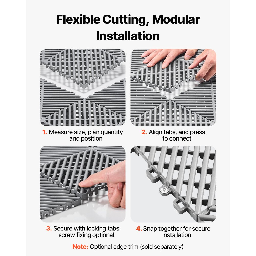 Πατάκια Αποχέτευσης VEVOR Interlocking, 310x310 mm, Πλακάκια Δαπέδου Γκαράζ, Αντιολισθητικό Πατάκι Ντους από Πλακάκια Αποχέτευσης PP, Αυτοαποστραγγιζόμενο, Εύκολη Εγκατάσταση, για Μπάνιο, Κουζίνα, Πισίνα & Εξωτερικούς Χώρους, Γκρι, Συσκευασία των 55 τεμαχίων Πατάκια Αποχέτευσης VEVOR Interlocking, 310x310 mm, Πλακάκια Δαπέδου Γκαράζ, Αντιολισθητικό Πατάκι Ντους από Πλακάκια Αποχέτευσης PP, Αυτοαποστραγγιζόμενο, Εύκολη Εγκατάσταση, για Μπάνιο, Κουζίνα, Πισίνα & Εξωτερικούς Χώρους, Γκρι, Συσκευασία των 55 τεμαχίων