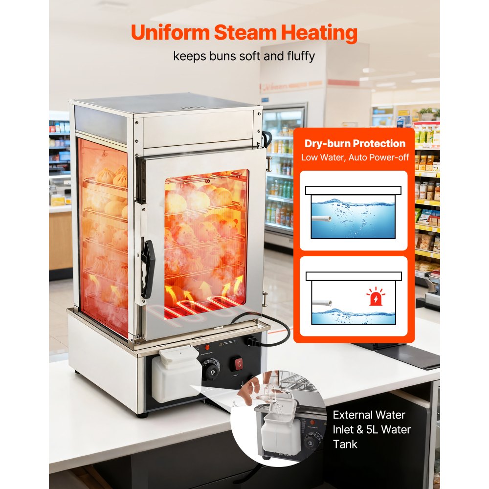 Θερμαντήρας φαγητού VEVOR 5 επιπέδων, Θερμαντήρας φαγητού 1200W με φως LED, ρυθμιζόμενο ράφι και πλαίσιο από ανοξείδωτο ατσάλι, θέρμανση με ατμό 30℃~110℃, 120L για χάμπουργκερ, πίτσα, ψωμί, τηγανητό κοτόπουλο Θερμαντήρας φαγητού VEVOR 5 επιπέδων, Θερμαντήρας φαγητού 1200W με φως LED, ρυθμιζόμενο ράφι και πλαίσιο από ανοξείδωτο ατσάλι, θέρμανση με ατμό 30℃~110℃, 120L για χάμπουργκερ, πίτσα, ψωμί, τηγανητό κοτόπουλο