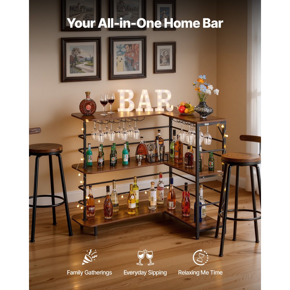 Μονάδα Μπαρ VEVOR Home, Τραπεζάκι Μπαρ Κρασιού σε Σχήμα L, 3 Επίπεδα με Ράφια Αποθήκευσης, Ρυθμιζόμενα Υποπόδια, Φωτιστικό LED, Φινίρισμα Καρυδιάς & Μεταλλικό Σκελετό Ντουλάπι Ποτών για Σπίτι, Κουζίνα, Σαλόνι, Παμπ, Υπόγειο Μονάδα Μπαρ VEVOR Home, Τραπεζάκι Μπαρ Κρασιού σε Σχήμα L, 3 Επίπεδα με Ράφια Αποθήκευσης, Ρυθμιζόμενα Υποπόδια, Φωτιστικό LED, Φινίρισμα Καρυδιάς & Μεταλλικό Σκελετό Ντουλάπι Ποτών για Σπίτι, Κουζίνα, Σαλόνι, Παμπ, Υπόγειο