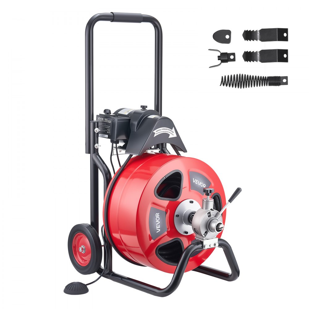 Μηχανή καθαρισμού αποχέτευσης VEVOR 30m x 19mm, Αυτόματη τροφοδοσία αποχετευτικού τρυπανιού με τροχούς, Φορητή μηχανή καθαρισμού αποχέτευσης με 4 κοπτικά & διακόπτη ποδιού με ενεργοποίηση αέρα για σωλήνες 100mm έως 200mm Μηχανή καθαρισμού αποχέτευσης VEVOR 30m x 19mm, Αυτόματη τροφοδοσία αποχετευτικού τρυπανιού με τροχούς, Φορητή μηχανή καθαρισμού αποχέτευσης με 4 κοπτικά & διακόπτη ποδιού με ενεργοποίηση αέρα για σωλήνες 100mm έως 200mm