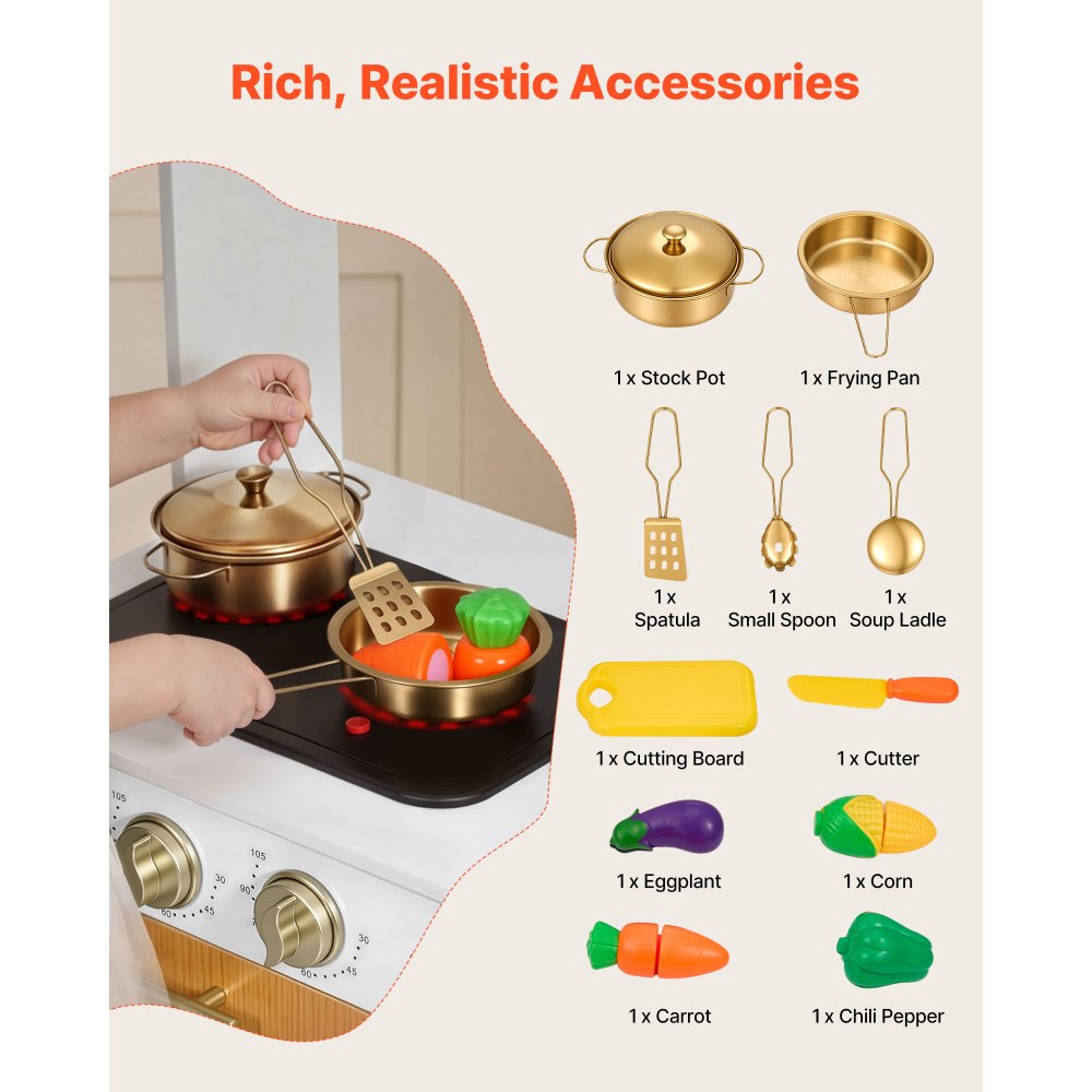 VEVOR Κουζίνα Παιχνιδιού για Παιδιά, Ξύλινο, Σετ Παιχνιδιού Παιδικής Κουζίνας με Πραγματικά Φώτα & Ήχους, Αξεσουάρ Φαγητού & Σκευών Μαγειρικής, Σετ Παιχνιδιών Μίμησης, Νεροχύτης, Φούρνος, Κουζίνα, Ντουλάπι, για νήπια, κορίτσια & αγόρια ηλικίας 3-8 ετών VEVOR Κουζίνα Παιχνιδιού για Παιδιά, Ξύλινο, Σετ Παιχνιδιού Παιδικής Κουζίνας με Πραγματικά Φώτα & Ήχους, Αξεσουάρ Φαγητού & Σκευών Μαγειρικής, Σετ Παιχνιδιών Μίμησης, Νεροχύτης, Φούρνος, Κουζίνα, Ντουλάπι, για νήπια, κορίτσια & αγόρια ηλικίας 3-8 ετών