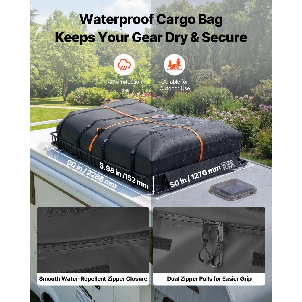 Καλάθι Αποσκευών VEVOR Roof Rack, 2286 x 1270 x 152 mm, Βαρέως Τύπου Καλάθι Μεταφοράς Οροφής με Αδιάβροχη Τσάντα Οροφής, Ιμάντες Καστάνιας, Χωρητικότητα 113,4 kg, Θήκη Αποσκευών Αυτοκινήτου για Παντός Καιρού, για Φορτηγό SUV Καλάθι Αποσκευών VEVOR Roof Rack, 2286 x 1270 x 152 mm, Βαρέως Τύπου Καλάθι Μεταφοράς Οροφής με Αδιάβροχη Τσάντα Οροφής, Ιμάντες Καστάνιας, Χωρητικότητα 113,4 kg, Θήκη Αποσκευών Αυτοκινήτου για Παντός Καιρού, για Φορτηγό SUV