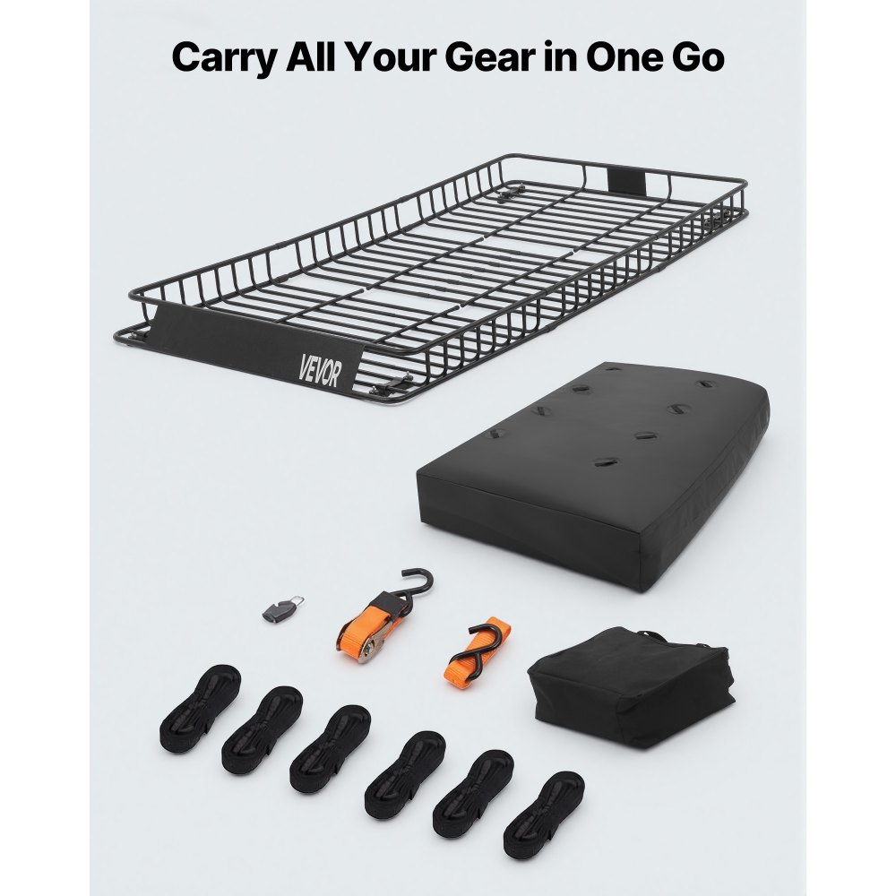 Καλάθι Αποσκευών VEVOR Roof Rack, 2286 x 1270 x 152 mm, Βαρέως Τύπου Καλάθι Μεταφοράς Οροφής με Αδιάβροχη Τσάντα Οροφής, Ιμάντες Καστάνιας, Χωρητικότητα 113,4 kg, Θήκη Αποσκευών Αυτοκινήτου για Παντός Καιρού, για Φορτηγό SUV Καλάθι Αποσκευών VEVOR Roof Rack, 2286 x 1270 x 152 mm, Βαρέως Τύπου Καλάθι Μεταφοράς Οροφής με Αδιάβροχη Τσάντα Οροφής, Ιμάντες Καστάνιας, Χωρητικότητα 113,4 kg, Θήκη Αποσκευών Αυτοκινήτου για Παντός Καιρού, για Φορτηγό SUV