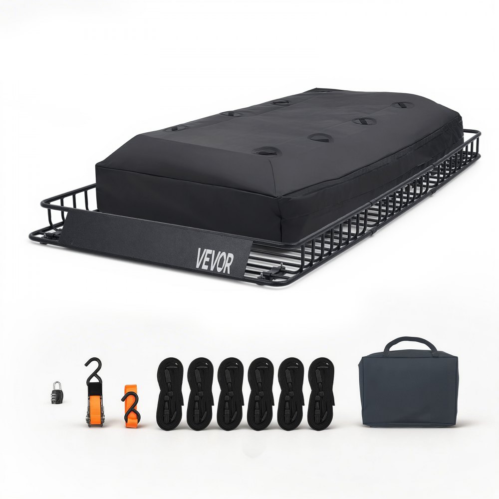 Καλάθι Αποσκευών VEVOR Roof Rack, 2286 x 1270 x 152 mm, Βαρέως Τύπου Καλάθι Μεταφοράς Οροφής με Αδιάβροχη Τσάντα Οροφής, Ιμάντες Καστάνιας, Χωρητικότητα 113,4 kg, Θήκη Αποσκευών Αυτοκινήτου για Παντός Καιρού, για Φορτηγό SUV Καλάθι Αποσκευών VEVOR Roof Rack, 2286 x 1270 x 152 mm, Βαρέως Τύπου Καλάθι Μεταφοράς Οροφής με Αδιάβροχη Τσάντα Οροφής, Ιμάντες Καστάνιας, Χωρητικότητα 113,4 kg, Θήκη Αποσκευών Αυτοκινήτου για Παντός Καιρού, για Φορτηγό SUV