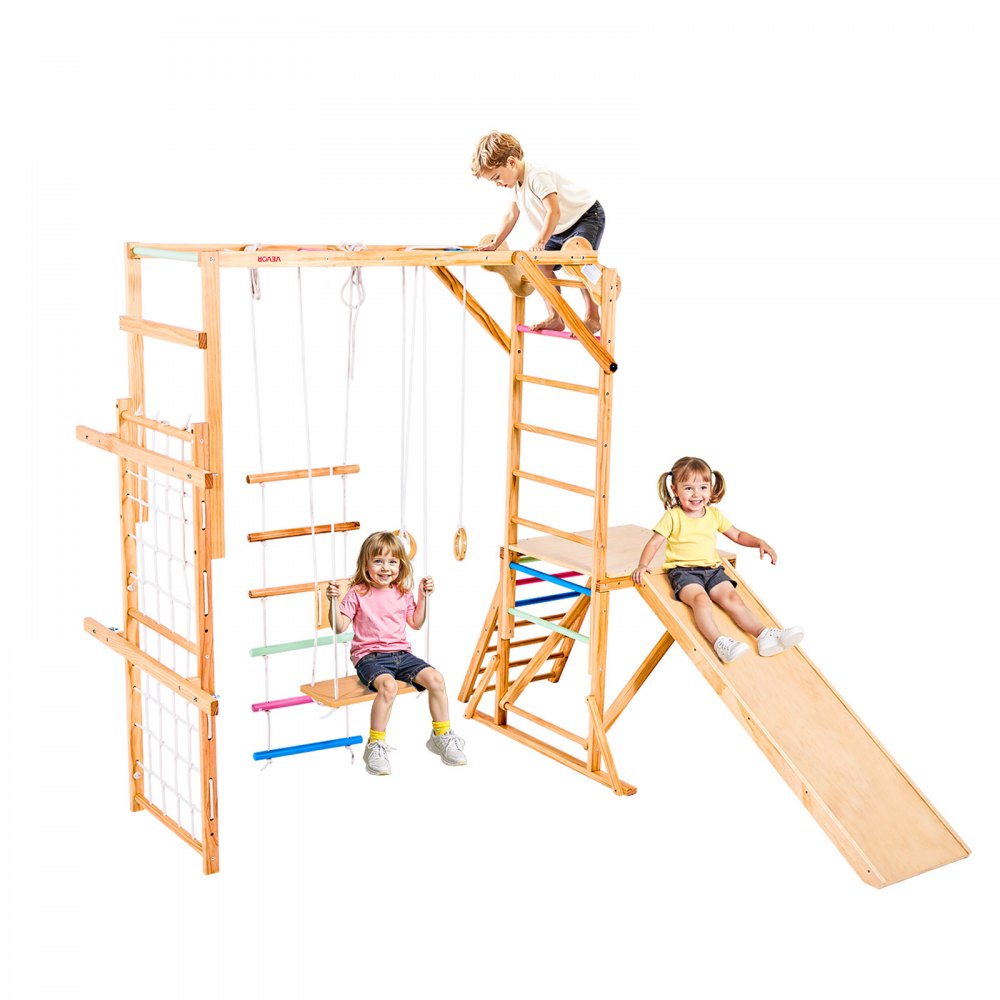 VEVOR Εσωτερική Παιδική Χαρά Jungle Gym, Ξύλινο Σετ Εσωτερικής Παιδικής Χαράς 8 σε 1, Παιχνίδια Αναρρίχησης Montessori Φόρτωσης 100KG με Κούνια, Τσουλήθρα, Μπάρα Μαϊμούς, Δαχτυλίδια Γυμναστικής, Ξύλινη / Σχοινένια Σκάλα, Δίχτυ Αναρρίχησης & Μπάρα VEVOR Εσωτερική Παιδική Χαρά Jungle Gym, Ξύλινο Σετ Εσωτερικής Παιδικής Χαράς 8 σε 1, Παιχνίδια Αναρρίχησης Montessori Φόρτωσης 100KG με Κούνια, Τσουλήθρα, Μπάρα Μαϊμούς, Δαχτυλίδια Γυμναστικής, Ξύλινη / Σχοινένια Σκάλα, Δίχτυ Αναρρίχησης & Μπάρα