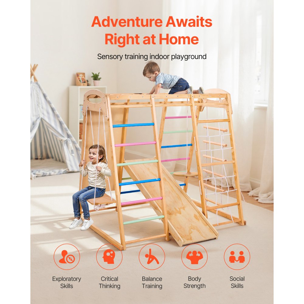 VEVOR Εσωτερική Παιδική Χαρά Jungle Gym, Παιχνίδια Αναρρίχησης Montessori 9 σε 1 για νήπια, Ξύλινο Σετ Εσωτερικής Παιδικής Χαράς 113KG με Μπάρα Μαϊμούς, Κούνιες, Τσουλήθρα, Σχοινί / Ξύλινη Σκάλα, Δίχτυ Αναρρίχησης, Μπάρα & Βράχο VEVOR Εσωτερική Παιδική Χαρά Jungle Gym, Παιχνίδια Αναρρίχησης Montessori 9 σε 1 για νήπια, Ξύλινο Σετ Εσωτερικής Παιδικής Χαράς 113KG με Μπάρα Μαϊμούς, Κούνιες, Τσουλήθρα, Σχοινί / Ξύλινη Σκάλα, Δίχτυ Αναρρίχησης, Μπάρα & Βράχο