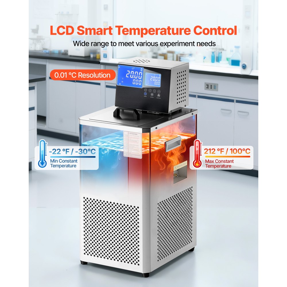 VEVOR Εργαστηριακός Κυκλοφορητής Ψύξης, -30℃-100℃, 6 L Εσωτερική και Εξωτερική Διπλή Κυκλοφορία, Ψύκτης με Αντλία Κυκλοφορητή Ψυκτικού Υγρού Χαμηλής Θερμοκρασίας, Ψύκτης Ανακυκλοφορίας, Υδάτινο Λουτρό για Εργαστήριο VEVOR Εργαστηριακός Κυκλοφορητής Ψύξης, -30℃-100℃, 6 L Εσωτερική και Εξωτερική Διπλή Κυκλοφορία, Ψύκτης με Αντλία Κυκλοφορητή Ψυκτικού Υγρού Χαμηλής Θερμοκρασίας, Ψύκτης Ανακυκλοφορίας, Υδάτινο Λουτρό για Εργαστήριο