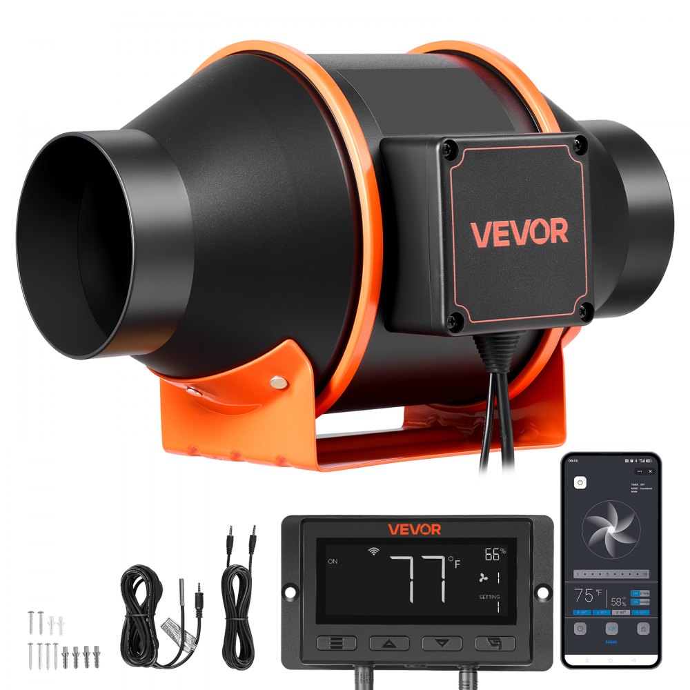 Ανεμιστήρας αγωγού VEVOR Inline, 349m³/h 101,6mm EC με κινητήρα και εξαερισμό 10 ταχυτήτων, ελεγκτής PWM, έλεγχος με εφαρμογή, αισθητήρας θερμοκρασίας και υγρασίας, ψύξη για σκηνή καλλιέργειας, εσωτερική κηπουρική, υδροπονία Ανεμιστήρας αγωγού VEVOR Inline, 349m³/h 101,6mm EC με κινητήρα και εξαερισμό 10 ταχυτήτων, ελεγκτής PWM, έλεγχος με εφαρμογή, αισθητήρας θερμοκρασίας και υγρασίας, ψύξη για σκηνή καλλιέργειας, εσωτερική κηπουρική, υδροπονία
