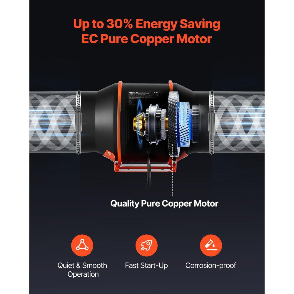 Ανεμιστήρας αγωγού VEVOR Inline, 683m³/h 152,4mm EC με κινητήρα και εξαερισμό 10 ταχυτήτων, ελεγκτής PWM, έλεγχος με εφαρμογή, αισθητήρας θερμοκρασίας και υγρασίας, ψύξη για σκηνή καλλιέργειας, εσωτερική κηπουρική, υδροπονία Ανεμιστήρας αγωγού VEVOR Inline, 683m³/h 152,4mm EC με κινητήρα και εξαερισμό 10 ταχυτήτων, ελεγκτής PWM, έλεγχος με εφαρμογή, αισθητήρας θερμοκρασίας και υγρασίας, ψύξη για σκηνή καλλιέργειας, εσωτερική κηπουρική, υδροπονία