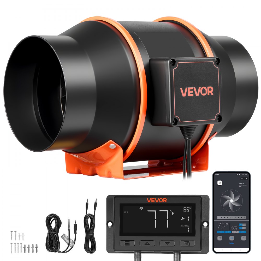 Ανεμιστήρας αγωγού VEVOR Inline, 683m³/h 152,4mm EC με κινητήρα και εξαερισμό 10 ταχυτήτων, ελεγκτής PWM, έλεγχος με εφαρμογή, αισθητήρας θερμοκρασίας και υγρασίας, ψύξη για σκηνή καλλιέργειας, εσωτερική κηπουρική, υδροπονία Ανεμιστήρας αγωγού VEVOR Inline, 683m³/h 152,4mm EC με κινητήρα και εξαερισμό 10 ταχυτήτων, ελεγκτής PWM, έλεγχος με εφαρμογή, αισθητήρας θερμοκρασίας και υγρασίας, ψύξη για σκηνή καλλιέργειας, εσωτερική κηπουρική, υδροπονία