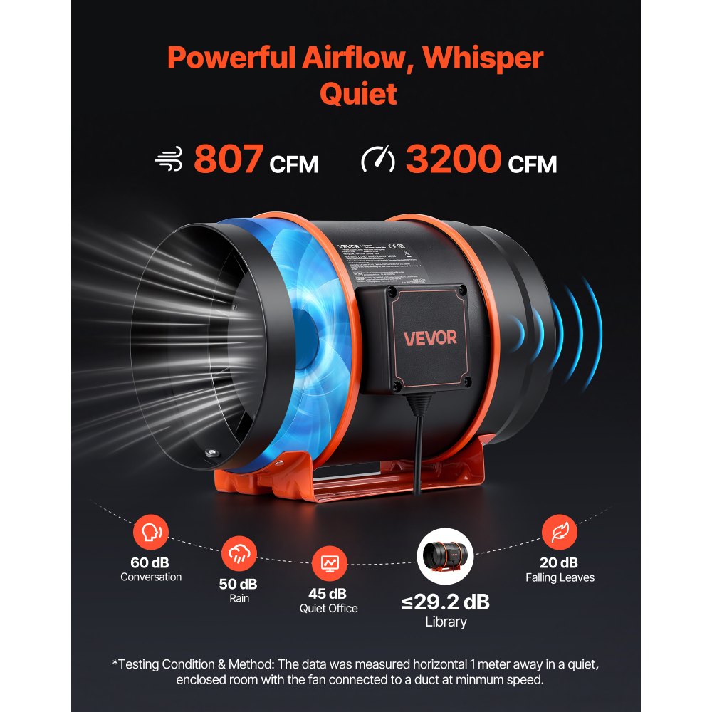 Ανεμιστήρας αγωγού VEVOR Inline, 1372m³/h 203mm EC με κινητήρα και εξαερισμό 10 ταχυτήτων, ελεγκτής PWM, έλεγχος με εφαρμογή, αισθητήρας θερμοκρασίας και υγρασίας, ψύξη για σκηνή καλλιέργειας, εσωτερική κηπουρική, υδροπονία Ανεμιστήρας αγωγού VEVOR Inline, 1372m³/h 203mm EC με κινητήρα και εξαερισμό 10 ταχυτήτων, ελεγκτής PWM, έλεγχος με εφαρμογή, αισθητήρας θερμοκρασίας και υγρασίας, ψύξη για σκηνή καλλιέργειας, εσωτερική κηπουρική, υδροπονία