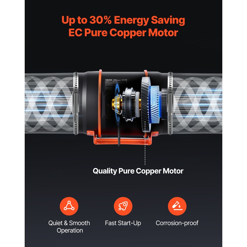 Ανεμιστήρας αγωγού VEVOR Inline, 1372m³/h 203mm EC με κινητήρα και εξαερισμό 10 ταχυτήτων, ελεγκτής PWM, έλεγχος με εφαρμογή, αισθητήρας θερμοκρασίας και υγρασίας, ψύξη για σκηνή καλλιέργειας, εσωτερική κηπουρική, υδροπονία Ανεμιστήρας αγωγού VEVOR Inline, 1372m³/h 203mm EC με κινητήρα και εξαερισμό 10 ταχυτήτων, ελεγκτής PWM, έλεγχος με εφαρμογή, αισθητήρας θερμοκρασίας και υγρασίας, ψύξη για σκηνή καλλιέργειας, εσωτερική κηπουρική, υδροπονία