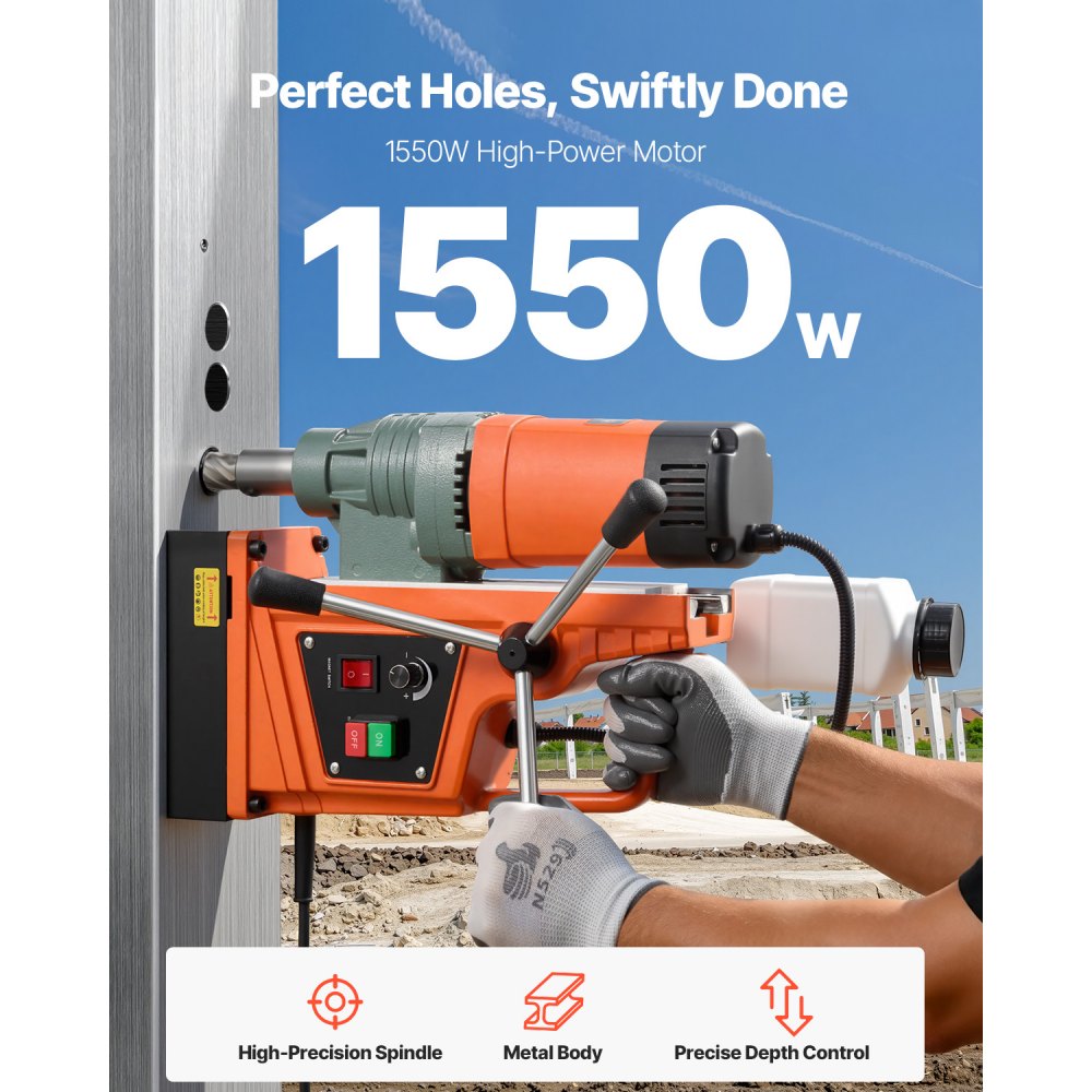 Μαγνητικό τρυπάνι VEVOR, Κινητήρας 1550W Διάμετρος πυρήνα 50 mm, Μαγνητική δύναμη 13000 N, Μεταβλητή ταχύτητα 0-550 RPM, Φορητή ηλεκτρική πρέσα τρυπανιού Mag για μεταλλικές επιφάνειες, Βελτίωση σπιτιού Μαγνητικό τρυπάνι VEVOR, Κινητήρας 1550W Διάμετρος πυρήνα 50 mm, Μαγνητική δύναμη 13000 N, Μεταβλητή ταχύτητα 0-550 RPM, Φορητή ηλεκτρική πρέσα τρυπανιού Mag για μεταλλικές επιφάνειες, Βελτίωση σπιτιού