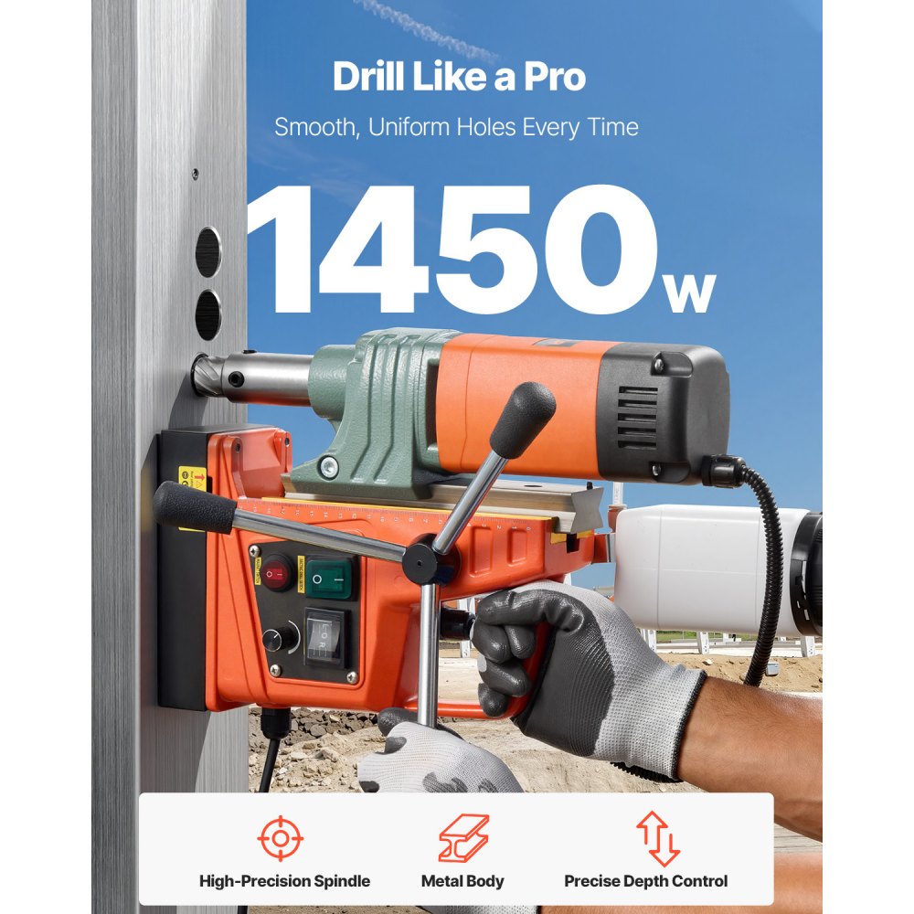 Μαγνητικό τρυπάνι VEVOR, Κινητήρας 1450W Διάμετρος διάτρησης 50 mm, Μαγνητική δύναμη 13000 N, Φορητή ηλεκτρική πρέσα τρυπανιού Mag με 6 μύτες διάτρησης, Μεταβλητή ταχύτητα, Τρυπάνι για μεταλλικές επιφάνειες, Βιομηχανικό Μαγνητικό τρυπάνι VEVOR, Κινητήρας 1450W Διάμετρος διάτρησης 50 mm, Μαγνητική δύναμη 13000 N, Φορητή ηλεκτρική πρέσα τρυπανιού Mag με 6 μύτες διάτρησης, Μεταβλητή ταχύτητα, Τρυπάνι για μεταλλικές επιφάνειες, Βιομηχανικό