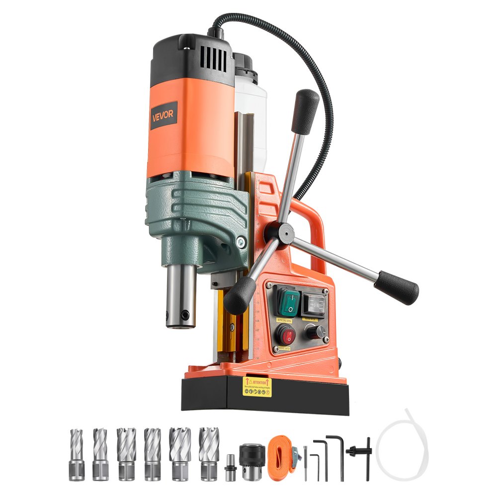 Μαγνητικό τρυπάνι VEVOR, Κινητήρας 1450W Διάμετρος διάτρησης 50 mm, Μαγνητική δύναμη 13000 N, Φορητή ηλεκτρική πρέσα τρυπανιού Mag με 6 μύτες διάτρησης, Μεταβλητή ταχύτητα, Τρυπάνι για μεταλλικές επιφάνειες, Βιομηχανικό Μαγνητικό τρυπάνι VEVOR, Κινητήρας 1450W Διάμετρος διάτρησης 50 mm, Μαγνητική δύναμη 13000 N, Φορητή ηλεκτρική πρέσα τρυπανιού Mag με 6 μύτες διάτρησης, Μεταβλητή ταχύτητα, Τρυπάνι για μεταλλικές επιφάνειες, Βιομηχανικό