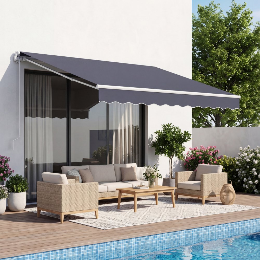 VEVOR Χειροκίνητη Αναδιπλούμενη Τέντα, 300 x 250 cm Εξωτερική Τέντα Βεράντας Αναδιπλούμενη, Πόρτα Βεράντας Παράθυρο Αδιάβροχο Πολυεστερικό Σκίαστρο με Λαβή Στροφάλου για Βεράντα, Μπαλκόνι, Αυλή, Γκρι VEVOR Χειροκίνητη Αναδιπλούμενη Τέντα, 300 x 250 cm Εξωτερική Τέντα Βεράντας Αναδιπλούμενη, Πόρτα Βεράντας Παράθυρο Αδιάβροχο Πολυεστερικό Σκίαστρο με Λαβή Στροφάλου για Βεράντα, Μπαλκόνι, Αυλή, Γκρι