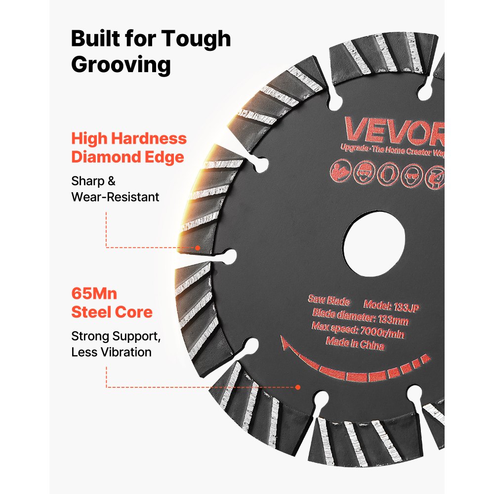 Λεπίδες διαμαντιών VEVOR 133 mm, 5 λεπίδες κοπής τοίχου Chaser, άξονας 20 mm, διαμαντένια τμήματα υψηλής σκληρότητας, χαλύβδινος πυρήνας 65Mn, ξηρή και υγρή κοπή, καθαρές άκρες για σκυρόδεμα, τούβλα, πέτρα, τσιμέντο Λεπίδες διαμαντιών VEVOR 133 mm, 5 λεπίδες κοπής τοίχου Chaser, άξονας 20 mm, διαμαντένια τμήματα υψηλής σκληρότητας, χαλύβδινος πυρήνας 65Mn, ξηρή και υγρή κοπή, καθαρές άκρες για σκυρόδεμα, τούβλα, πέτρα, τσιμέντο
