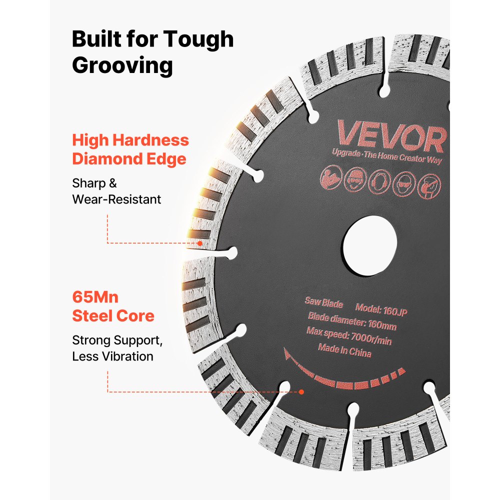 Λεπίδες διαμαντιών VEVOR 160 mm, 5 λεπίδες κοπής τοίχου Chaser, άξονας 22,2 mm, διαμαντένια τμήματα υψηλής σκληρότητας, χαλύβδινος πυρήνας 65Mn, ξηρή, υγρή κοπή, καθαρές άκρες για σκυρόδεμα, τούβλα, πέτρα, τσιμέντο Λεπίδες διαμαντιών VEVOR 160 mm, 5 λεπίδες κοπής τοίχου Chaser, άξονας 22,2 mm, διαμαντένια τμήματα υψηλής σκληρότητας, χαλύβδινος πυρήνας 65Mn, ξηρή, υγρή κοπή, καθαρές άκρες για σκυρόδεμα, τούβλα, πέτρα, τσιμέντο