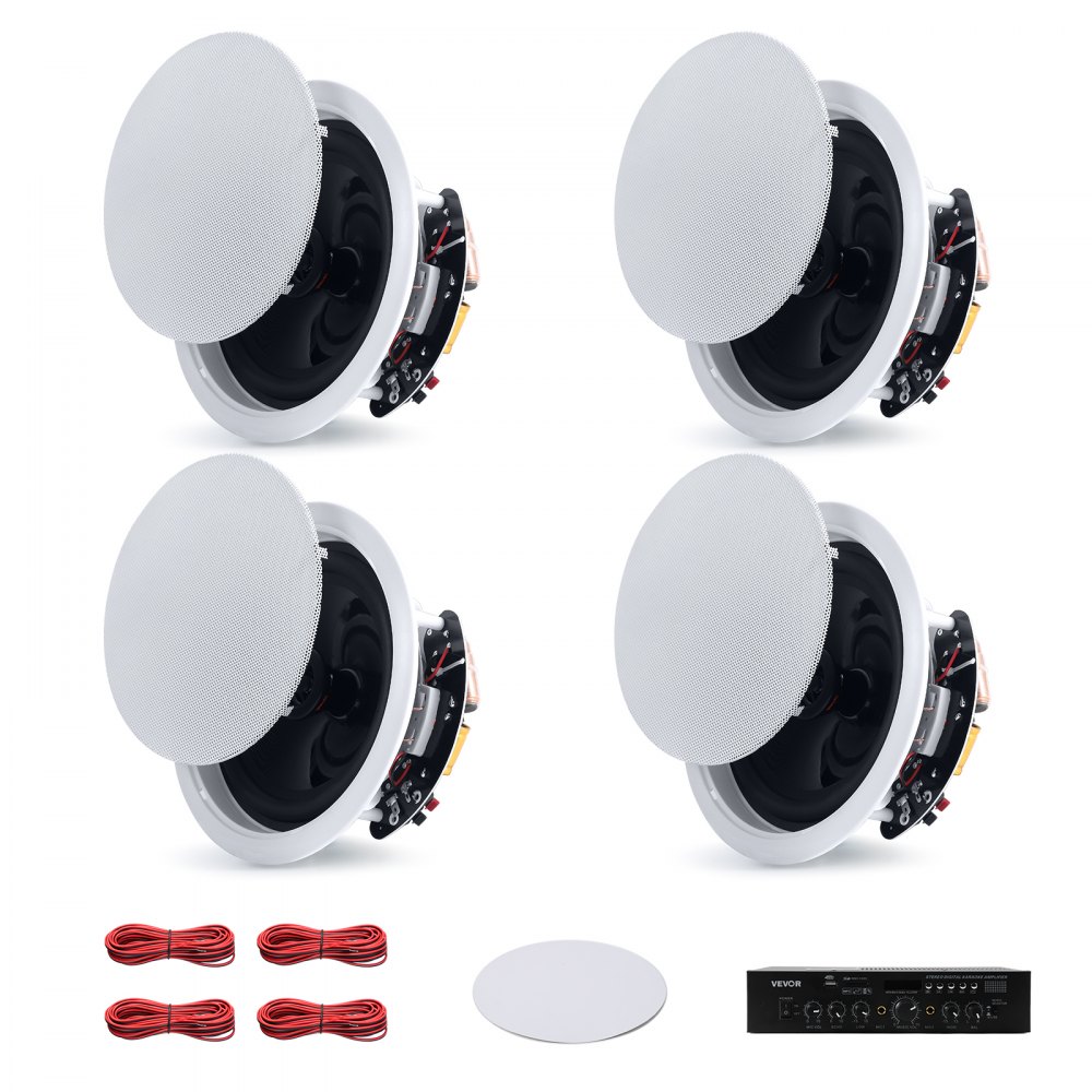 Ηχεία οροφής Bluetooth VEVOR, 165,1 mm, Σύστημα ηχείων οροφής και τοίχου με ενισχυτή, 2 δρόμων, για τοποθέτηση σε υγρό περιβάλλον, οικιακό κινηματογράφο, καλυμμένη εξωτερική βεράντα και εντοιχιζόμενη ενσύρματη τοποθέτηση, 4 ηχεία Ηχεία οροφής Bluetooth VEVOR, 165,1 mm, Σύστημα ηχείων οροφής και τοίχου με ενισχυτή, 2 δρόμων, για τοποθέτηση σε υγρό περιβάλλον, οικιακό κινηματογράφο, καλυμμένη εξωτερική βεράντα και εντοιχιζόμενη ενσύρματη τοποθέτηση, 4 ηχεία