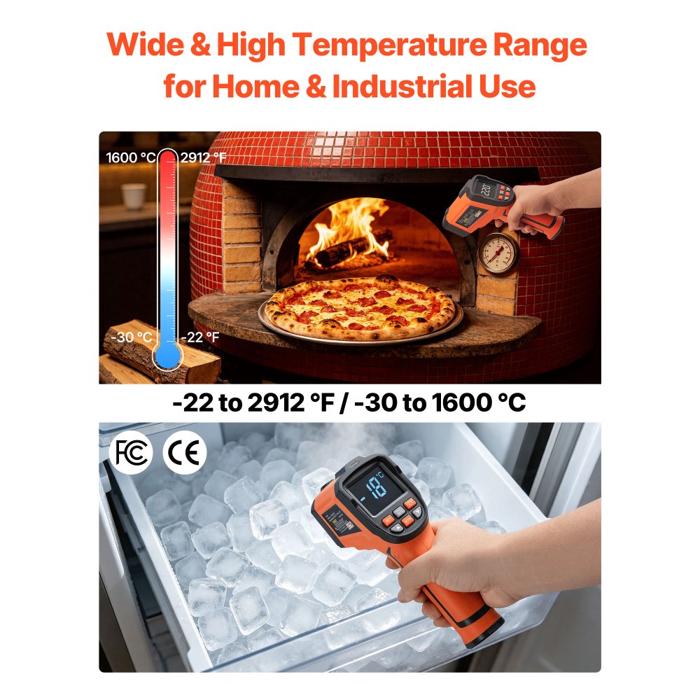 Θερμόμετρο υπερύθρων VEVOR, -30℃ έως 1600℃ Θερμόμετρο υπερύθρων διπλής λειτουργίας με θερμοστοιχείο τύπου K, διπλό λέιζερ, πιστόλι θερμοκρασίας θερμότητας χωρίς επαφή για τήξη μετάλλων/μηχανή/βιομηχανία/μαγείρεμα (όχι για ανθρώπους) Θερμόμετρο υπερύθρων VEVOR, -30℃ έως 1600℃ Θερμόμετρο υπερύθρων διπλής λειτουργίας με θερμοστοιχείο τύπου K, διπλό λέιζερ, πιστόλι θερμοκρασίας θερμότητας χωρίς επαφή για τήξη μετάλλων/μηχανή/βιομηχανία/μαγείρεμα (όχι για ανθρώπους)