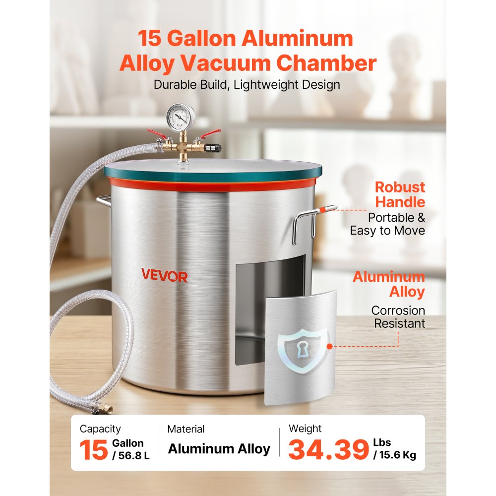 Θάλαμος κενού VEVOR 56,8 L, από κράμα αλουμινίου, θάλαμος απαέρωσης κενού με καπάκι από σκληρυμένο γυαλί, σωλήνας, φίλτρο αέρα, για χύτευση ρητίνης, σταθεροποίηση ξύλου, απαέρωση σιλικόνης, εποξειδικές ρητίνες, αιθέρια έλαια Θάλαμος κενού VEVOR 56,8 L, από κράμα αλουμινίου, θάλαμος απαέρωσης κενού με καπάκι από σκληρυμένο γυαλί, σωλήνας, φίλτρο αέρα, για χύτευση ρητίνης, σταθεροποίηση ξύλου, απαέρωση σιλικόνης, εποξειδικές ρητίνες, αιθέρια έλαια