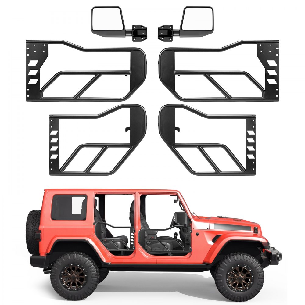 Πόρτες VEVOR Jeep Tube, 4θυρες, συμβατές με Jeep Wrangler JL 2018-2026 & Gladiator JT 2020-2026, Χαλύβδινες μπροστινές και πίσω σωληνωτές ημιθυρίδες Off Road με πιστοποιημένους πλευρικούς καθρέφτες DOT και λαστιχένια μαξιλαράκια. Πόρτες VEVOR Jeep Tube, 4θυρες, συμβατές με Jeep Wrangler JL 2018-2026 & Gladiator JT 2020-2026, Χαλύβδινες μπροστινές και πίσω σωληνωτές ημιθυρίδες Off Road με πιστοποιημένους πλευρικούς καθρέφτες DOT και λαστιχένια μαξιλαράκια.