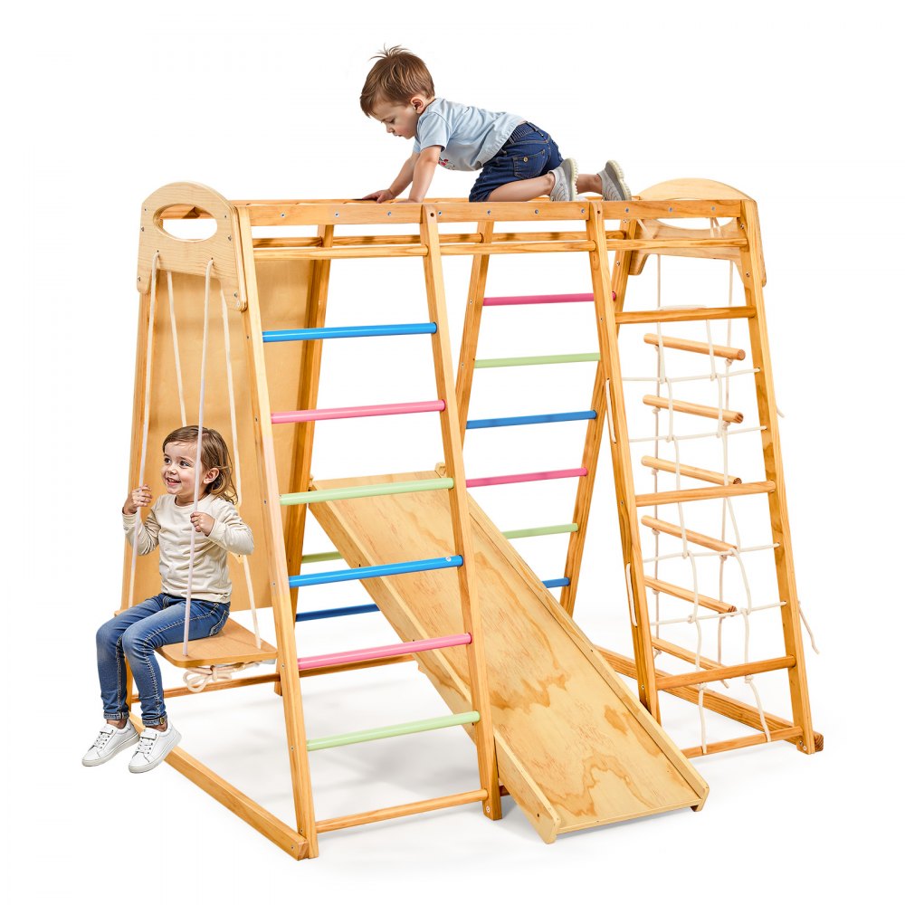 VEVOR Εσωτερική Παιδική Χαρά Jungle Gym, Ξύλινη Εσωτερική Παιδική Χαρά 7 σε 1 για Παιδιά, Σετ Παιχνιδιών Αναρρίχησης Montessori 113KG με Κούνια, Μπάρα Μαϊμούς, Τσουλήθρα, Ξύλινη Σκάλα, Σκάλα με Σχοινί, Δίχτυ Αναρρίχησης & Βράχο VEVOR Εσωτερική Παιδική Χαρά Jungle Gym, Ξύλινη Εσωτερική Παιδική Χαρά 7 σε 1 για Παιδιά, Σετ Παιχνιδιών Αναρρίχησης Montessori 113KG με Κούνια, Μπάρα Μαϊμούς, Τσουλήθρα, Ξύλινη Σκάλα, Σκάλα με Σχοινί, Δίχτυ Αναρρίχησης & Βράχο