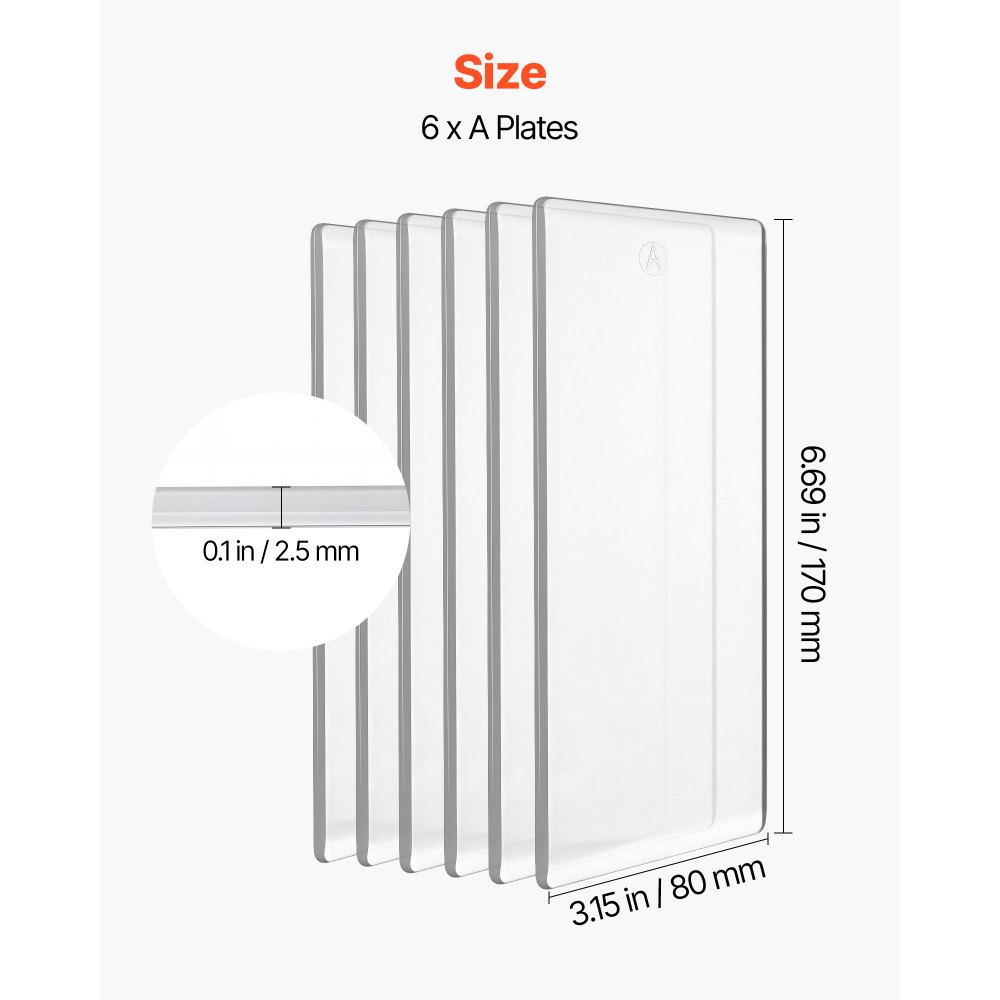 Πλάκες κοπής VEVOR, 6 τεμάχια, 170 x 80 x 2,5 mm, Διαφανές πολυανθρακικό υλικό, Πέλματα κοπής συμβατά με τη μηχανή κοπής και ανάγλυφης εκτύπωσης VEVOR KM-1830, για Scrapbooking και δημιουργία καρτών Πλάκες κοπής VEVOR, 6 τεμάχια, 170 x 80 x 2,5 mm, Διαφανές πολυανθρακικό υλικό, Πέλματα κοπής συμβατά με τη μηχανή κοπής και ανάγλυφης εκτύπωσης VEVOR KM-1830, για Scrapbooking και δημιουργία καρτών