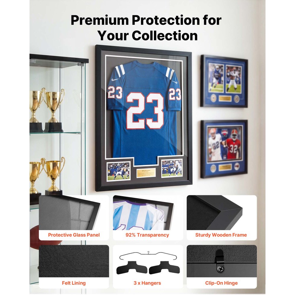 Βιτρίνα βιτρίνας VEVOR Jersey Frame, 80 x 60 x 2,5 cm, Ξύλινο κουτί σκιών για αθλητική φανέλα με 98% προστασία από την υπεριώδη ακτινοβολία, για μπλούζα μπέιζμπολ, μπάσκετ, ποδόσφαιρο, χόκεϊ, αθλητική και στολή, μαύρο Βιτρίνα βιτρίνας VEVOR Jersey Frame, 80 x 60 x 2,5 cm, Ξύλινο κουτί σκιών για αθλητική φανέλα με 98% προστασία από την υπεριώδη ακτινοβολία, για μπλούζα μπέιζμπολ, μπάσκετ, ποδόσφαιρο, χόκεϊ, αθλητική και στολή, μαύρο