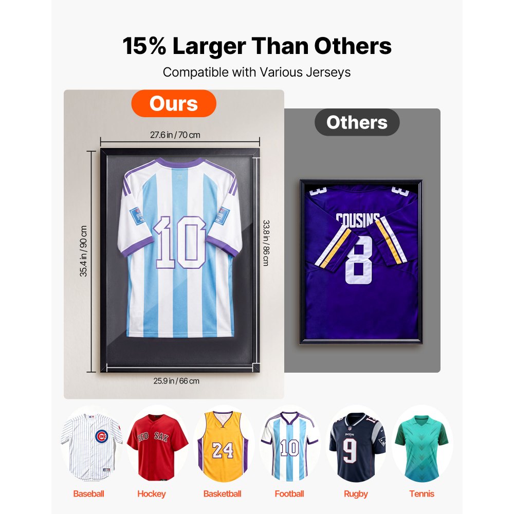 Βιτρίνα βιτρίνας VEVOR Jersey Frame, 90 x 70 x 3 cm, Ξύλινο κουτί σκιών για αθλητική φανέλα με προστασία 98% UV, για μπλούζα μπέιζμπολ, μπάσκετ, ποδόσφαιρο, χόκεϊ, αθλητική στολή, μαύρο Βιτρίνα βιτρίνας VEVOR Jersey Frame, 90 x 70 x 3 cm, Ξύλινο κουτί σκιών για αθλητική φανέλα με προστασία 98% UV, για μπλούζα μπέιζμπολ, μπάσκετ, ποδόσφαιρο, χόκεϊ, αθλητική στολή, μαύρο