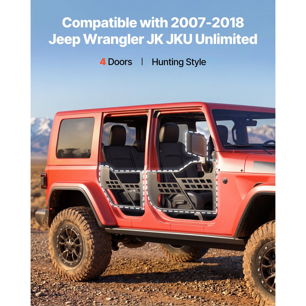 Πόρτες VEVOR Jeep Tube, 4θυρες, συμβατές με Jeep Wrangler JK JKU Unlimited 2007-2018, Χαλύβδινες μπροστινές και πίσω σωληνωτές ημιθυρίδες Off Road με πιστοποιημένους πλευρικούς καθρέφτες DOT, τσάντα αποθήκευσης και λαστιχένια μαξιλαράκια. Πόρτες VEVOR Jeep Tube, 4θυρες, συμβατές με Jeep Wrangler JK JKU Unlimited 2007-2018, Χαλύβδινες μπροστινές και πίσω σωληνωτές ημιθυρίδες Off Road με πιστοποιημένους πλευρικούς καθρέφτες DOT, τσάντα αποθήκευσης και λαστιχένια μαξιλαράκια.