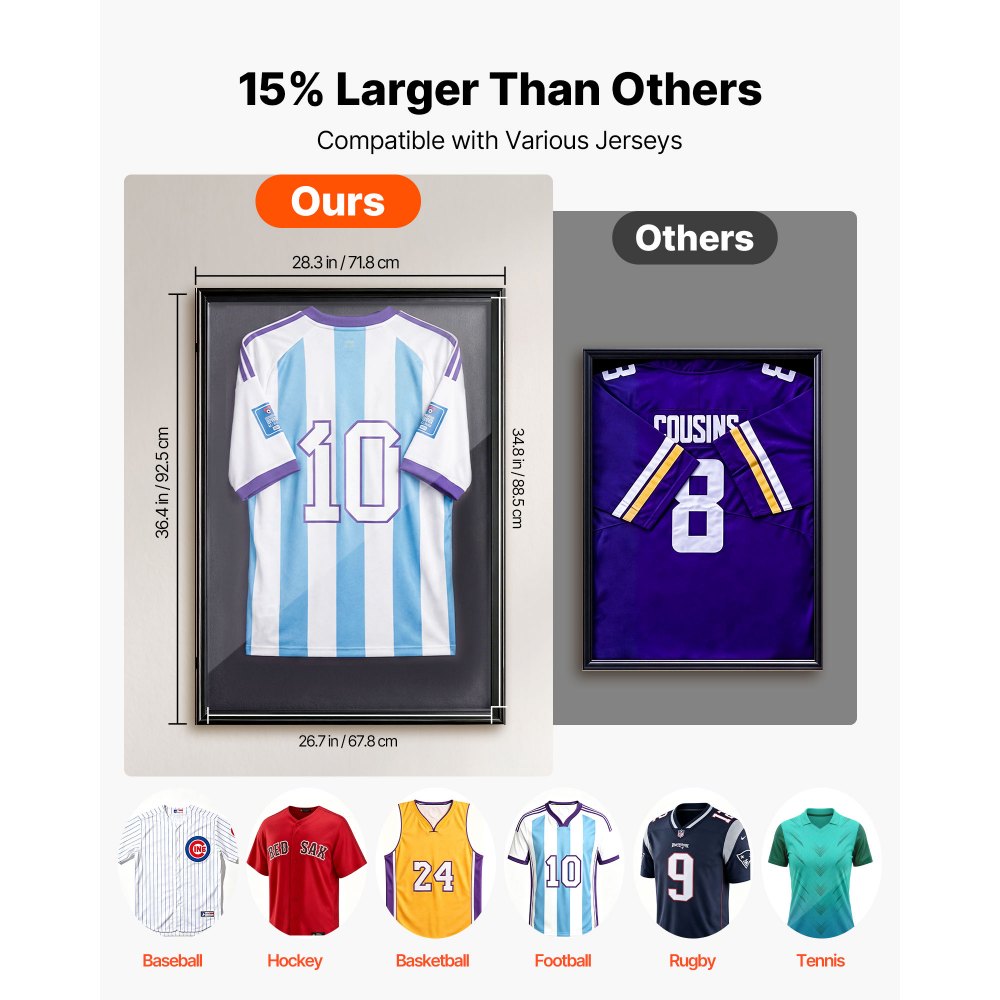 Βιτρίνα βιτρίνας VEVOR Jersey Frame, 92,5 x 71,8 x 4 cm, Ξύλινο κουτί σκιών για αθλητική φανέλα με προστασία 98% UV από την υπεριώδη ακτινοβολία, με μαγνητική κλειδαριά για μπλούζα μπέιζμπολ, μπάσκετ, ποδοσφαίρου, χόκεϊ, στολή Βιτρίνα βιτρίνας VEVOR Jersey Frame, 92,5 x 71,8 x 4 cm, Ξύλινο κουτί σκιών για αθλητική φανέλα με προστασία 98% UV από την υπεριώδη ακτινοβολία, με μαγνητική κλειδαριά για μπλούζα μπέιζμπολ, μπάσκετ, ποδοσφαίρου, χόκεϊ, στολή