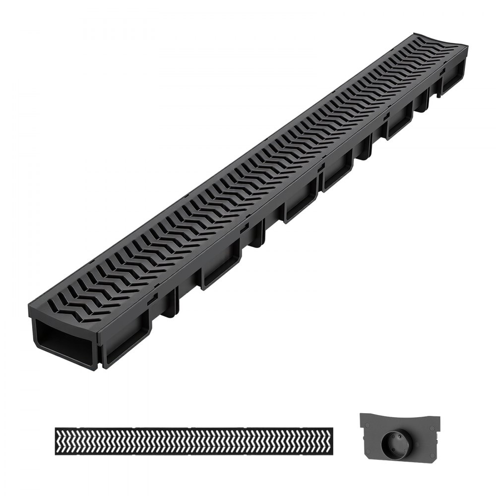 Αποχέτευση τάφρου VEVOR, 1005 x 103 x 62 mm, Γραμμικό κανάλι αποστράγγισης 5 τεμαχίων, Αποχέτευση καναλιού HDPE με σχάρες και καπάκια, Σύστημα αποστράγγισης εξωτερικού χώρου υψηλής ποιότητας για δρόμο, βεράντα, πισίνα, κήπο, αυλή, μαύρο Αποχέτευση τάφρου VEVOR, 1005 x 103 x 62 mm, Γραμμικό κανάλι αποστράγγισης 5 τεμαχίων, Αποχέτευση καναλιού HDPE με σχάρες και καπάκια, Σύστημα αποστράγγισης εξωτερικού χώρου υψηλής ποιότητας για δρόμο, βεράντα, πισίνα, κήπο, αυλή, μαύρο