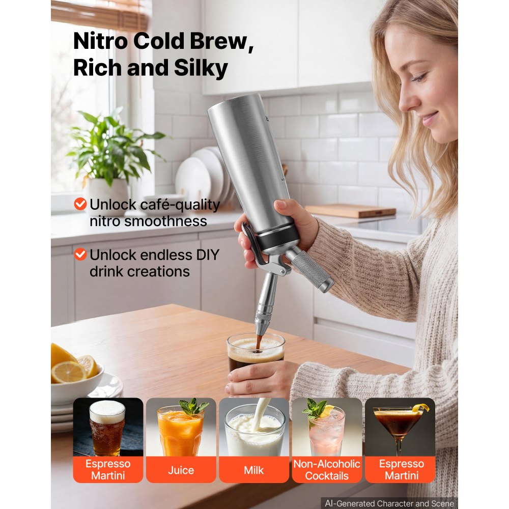 Καφετιέρα VEVOR Nitro Cold Brew Σύστημα Διανομέα Αζώτου 0,5L, Βαρέλι Καφέ για Οικιακή Παρασκευή, Φορητός Εγχυτήρας Αζώτου με Διανομέα και Βαλβίδα Εκτόνωσης Πίεσης, Δώρο για τους Λάτρεις του Καφέ Καφετιέρα VEVOR Nitro Cold Brew Σύστημα Διανομέα Αζώτου 0,5L, Βαρέλι Καφέ για Οικιακή Παρασκευή, Φορητός Εγχυτήρας Αζώτου με Διανομέα και Βαλβίδα Εκτόνωσης Πίεσης, Δώρο για τους Λάτρεις του Καφέ