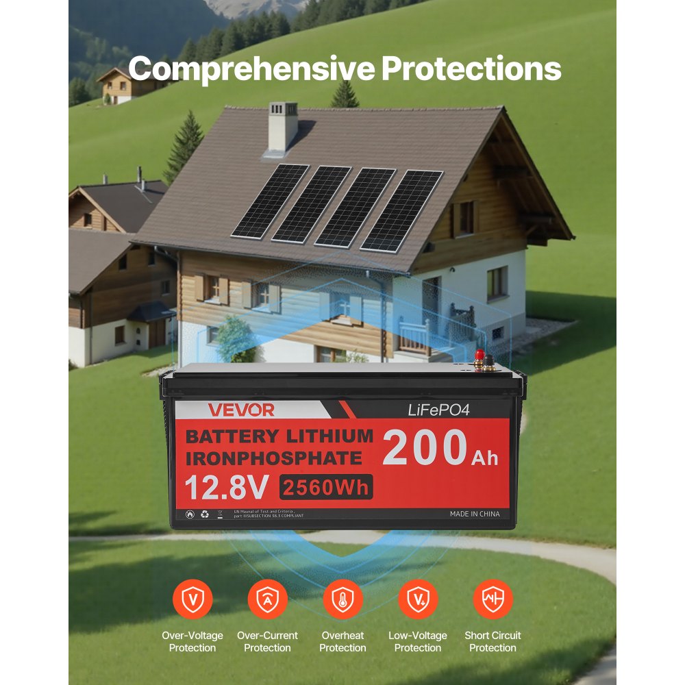 Πλήρες κιτ ηλιακής ενέργειας VEVOR 400W 12V, 4 μονοκρυσταλλικά ηλιακά πάνελ 100W + μπαταρία LiFePO₄ 12,8V 200Ah + ρυθμιστής φόρτισης MPPT 40A + μετατροπέας ισχύος 2000W για τροχόσπιτα, κάμπινγκ, σκάφη εκτός δικτύου Πλήρες κιτ ηλιακής ενέργειας VEVOR 400W 12V, 4 μονοκρυσταλλικά ηλιακά πάνελ 100W + μπαταρία LiFePO₄ 12,8V 200Ah + ρυθμιστής φόρτισης MPPT 40A + μετατροπέας ισχύος 2000W για τροχόσπιτα, κάμπινγκ, σκάφη εκτός δικτύου