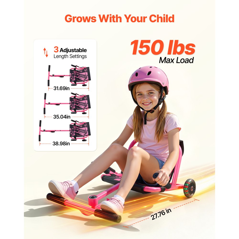 VEVOR Ride on Scooter 68 kg Swing Side-to-Side για εκπληκτική οδήγηση Ροζ, για ηλικίες 4+, Powered by Zig-Zag Motion, Ride on παιχνίδι με 3 ρυθμιζόμενα μήκη, Μοχλός φρένου, Σκληρή επιφάνεια για εσωτερικούς και εξωτερικούς χώρους VEVOR Ride on Scooter 68 kg Swing Side-to-Side για εκπληκτική οδήγηση Ροζ, για ηλικίες 4+, Powered by Zig-Zag Motion, Ride on παιχνίδι με 3 ρυθμιζόμενα μήκη, Μοχλός φρένου, Σκληρή επιφάνεια για εσωτερικούς και εξωτερικούς χώρους