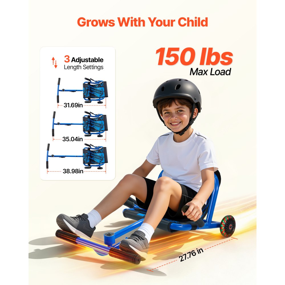 VEVOR Ride on Scooter 68 kg Swing Side-to-Side για εκπληκτική οδήγηση Μπλε, για ηλικίες 4+, Powered by Zig-Zag Motion, Ride on παιχνίδι με 3 ρυθμιζόμενα μήκη, Μοχλός φρένου, Σκληρή επιφάνεια για εσωτερικούς και εξωτερικούς χώρους VEVOR Ride on Scooter 68 kg Swing Side-to-Side για εκπληκτική οδήγηση Μπλε, για ηλικίες 4+, Powered by Zig-Zag Motion, Ride on παιχνίδι με 3 ρυθμιζόμενα μήκη, Μοχλός φρένου, Σκληρή επιφάνεια για εσωτερικούς και εξωτερικούς χώρους