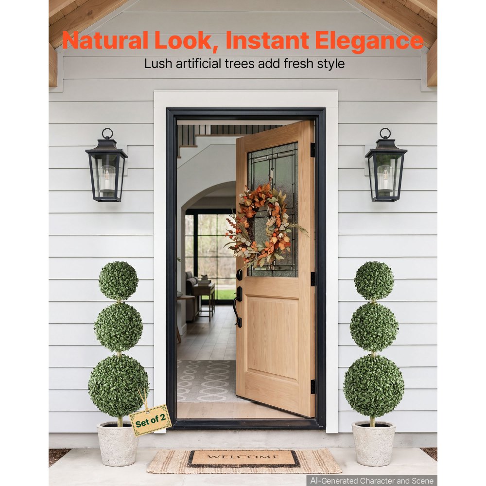 Τεχνητό Topiary VEVOR Boxwood Triple Ball Σετ 2 διακοσμητικών πρασίνου, Premium PE Fax Trees, Faux Green Plant για όλο το χρόνο, εσωτερικούς και εξωτερικούς χώρους, για μπροστινή πόρτα, είσοδο, βεράντα, μπαλκόνι, αίθριο, κήπο Τεχνητό Topiary VEVOR Boxwood Triple Ball Σετ 2 διακοσμητικών πρασίνου, Premium PE Fax Trees, Faux Green Plant για όλο το χρόνο, εσωτερικούς και εξωτερικούς χώρους, για μπροστινή πόρτα, είσοδο, βεράντα, μπαλκόνι, αίθριο, κήπο
