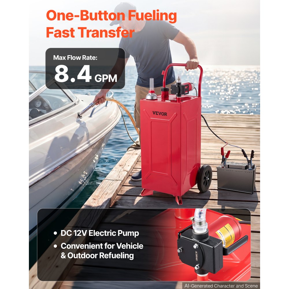 VEVOR 113,6L Fuel Gas Caddy, από ανθρακούχο χάλυβα, φορητή δεξαμενή αποθήκευσης μεταφοράς καυσίμου με ηλεκτρική αντλία και 2 τροχούς, δοχείο βενζίνης ντίζελ, για αυτοκίνητα, χλοοκοπτικά, ATV, σκάφη, μοτοσικλέτες, κόκκινο VEVOR 113,6L Fuel Gas Caddy, από ανθρακούχο χάλυβα, φορητή δεξαμενή αποθήκευσης μεταφοράς καυσίμου με ηλεκτρική αντλία και 2 τροχούς, δοχείο βενζίνης ντίζελ, για αυτοκίνητα, χλοοκοπτικά, ATV, σκάφη, μοτοσικλέτες, κόκκινο
