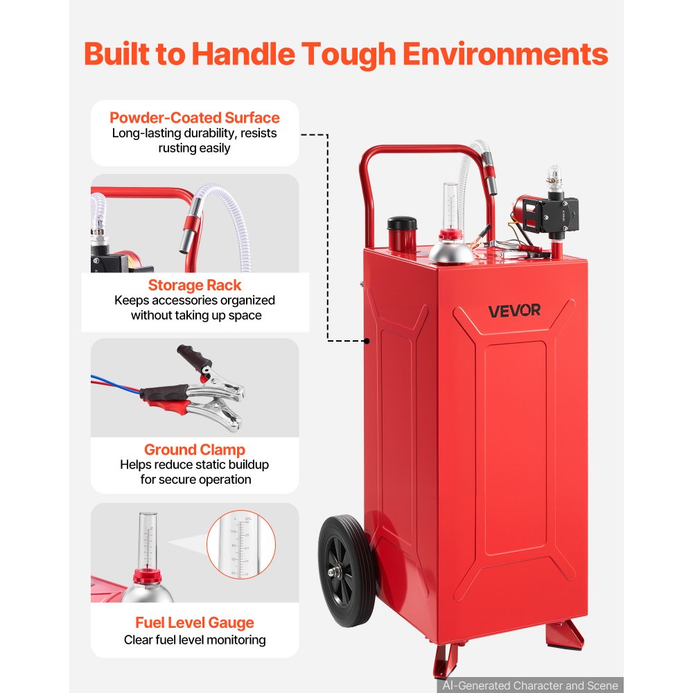 VEVOR 113,6L Fuel Gas Caddy, από ανθρακούχο χάλυβα, φορητή δεξαμενή αποθήκευσης μεταφοράς καυσίμου με ηλεκτρική αντλία και 2 τροχούς, δοχείο βενζίνης ντίζελ, για αυτοκίνητα, χλοοκοπτικά, ATV, σκάφη, μοτοσικλέτες, κόκκινο VEVOR 113,6L Fuel Gas Caddy, από ανθρακούχο χάλυβα, φορητή δεξαμενή αποθήκευσης μεταφοράς καυσίμου με ηλεκτρική αντλία και 2 τροχούς, δοχείο βενζίνης ντίζελ, για αυτοκίνητα, χλοοκοπτικά, ATV, σκάφη, μοτοσικλέτες, κόκκινο