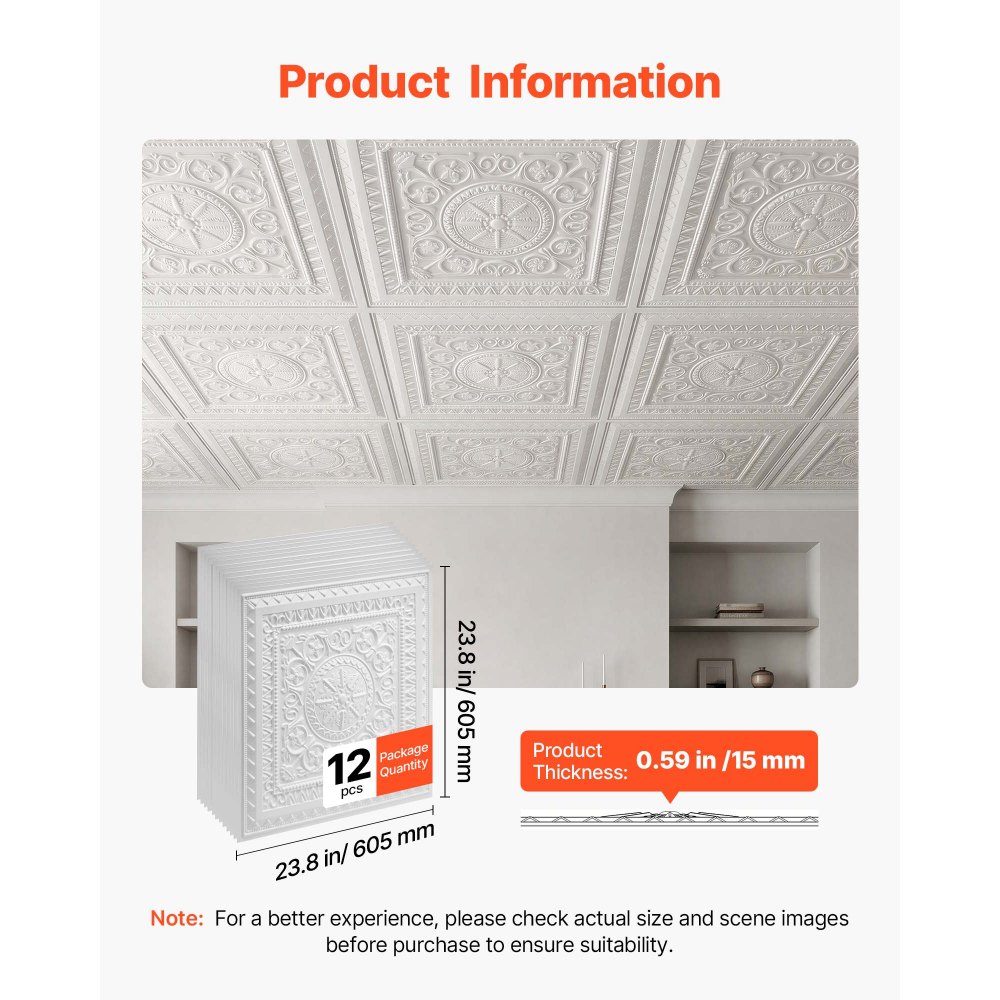 Πλακάκια οροφής PVC VEVOR 605x605mm, 12 τεμάχια, λευκά τρισδιάστατα γεωμετρικά πάνελ, λείο φύλλο PVC για πλέγμα πτώσης, ανθεκτικό στις κρούσεις, βαφόμενη επιφάνεια, εύκολο κόψιμο, μοντέρνο διακοσμητικό στυλ για σπίτι, γραφείο Πλακάκια οροφής PVC VEVOR 605x605mm, 12 τεμάχια, λευκά τρισδιάστατα γεωμετρικά πάνελ, λείο φύλλο PVC για πλέγμα πτώσης, ανθεκτικό στις κρούσεις, βαφόμενη επιφάνεια, εύκολο κόψιμο, μοντέρνο διακοσμητικό στυλ για σπίτι, γραφείο