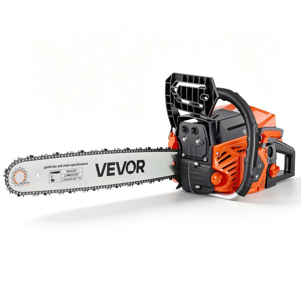 Αλυσοπρίονο Βενζίνης VEVOR 508 mm 58CC 2.2kW 2-χρονος κινητήρας, για κοπή ξύλου, κλάδεμα δέντρων και καθαρισμό γης, τσοκ με συγχρονισμένο γκάζι, ηλεκτρικό αλυσοπρίονο με αντιολισθητική λαβή και διπλά ρεζερβουάρ Αλυσοπρίονο Βενζίνης VEVOR 508 mm 58CC 2.2kW 2-χρονος κινητήρας, για κοπή ξύλου, κλάδεμα δέντρων και καθαρισμό γης, τσοκ με συγχρονισμένο γκάζι, ηλεκτρικό αλυσοπρίονο με αντιολισθητική λαβή και διπλά ρεζερβουάρ