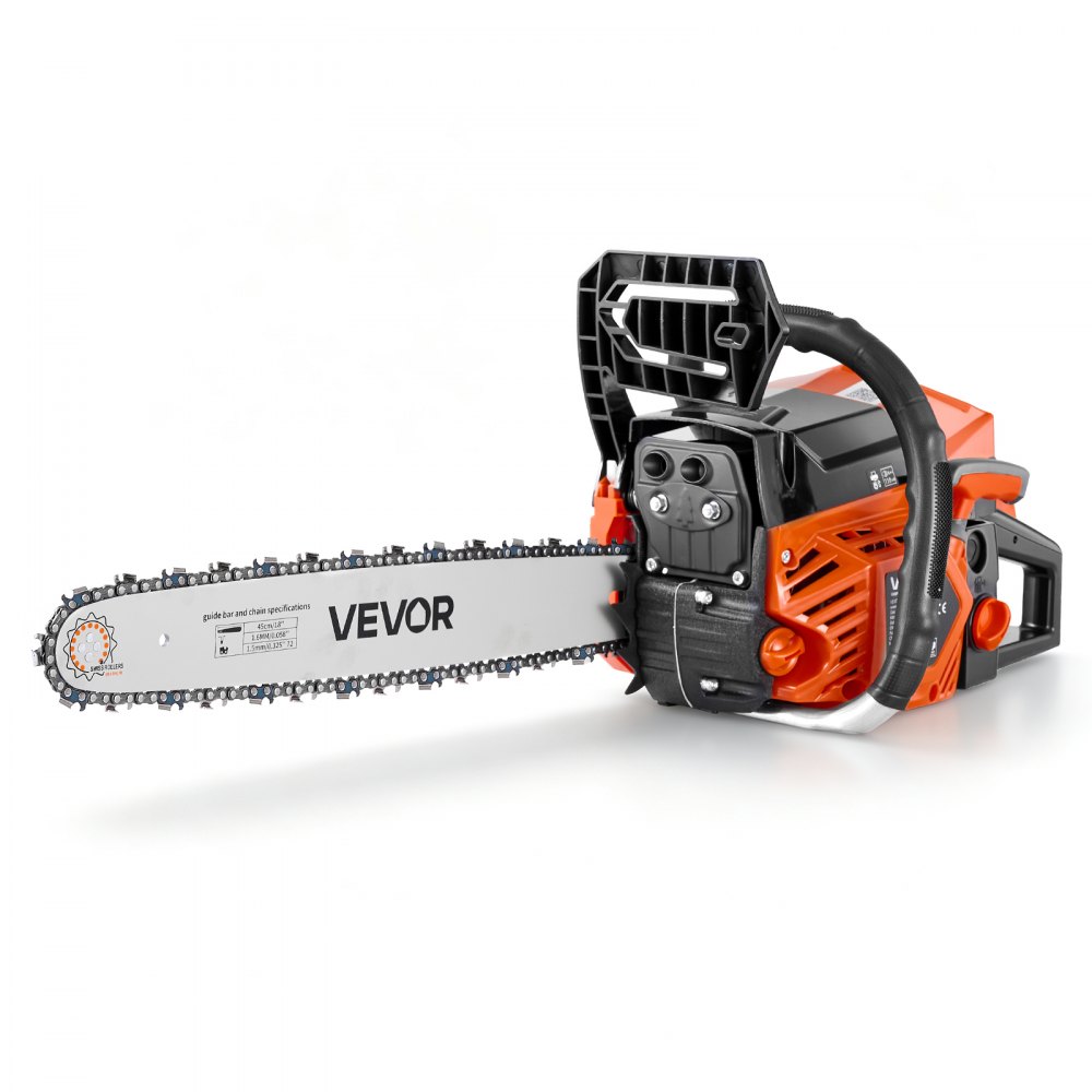 Αλυσοπρίονο Βενζίνης VEVOR 457,2 mm 52CC 2kW 2-χρονος κινητήρας, για κοπή ξύλου, κλάδεμα δέντρων και καθαρισμό γης, τσοκ με συγχρονισμένο γκάζι, ηλεκτρικό αλυσοπρίονο με αντιολισθητική λαβή και διπλά ρεζερβουάρ Αλυσοπρίονο Βενζίνης VEVOR 457,2 mm 52CC 2kW 2-χρονος κινητήρας, για κοπή ξύλου, κλάδεμα δέντρων και καθαρισμό γης, τσοκ με συγχρονισμένο γκάζι, ηλεκτρικό αλυσοπρίονο με αντιολισθητική λαβή και διπλά ρεζερβουάρ