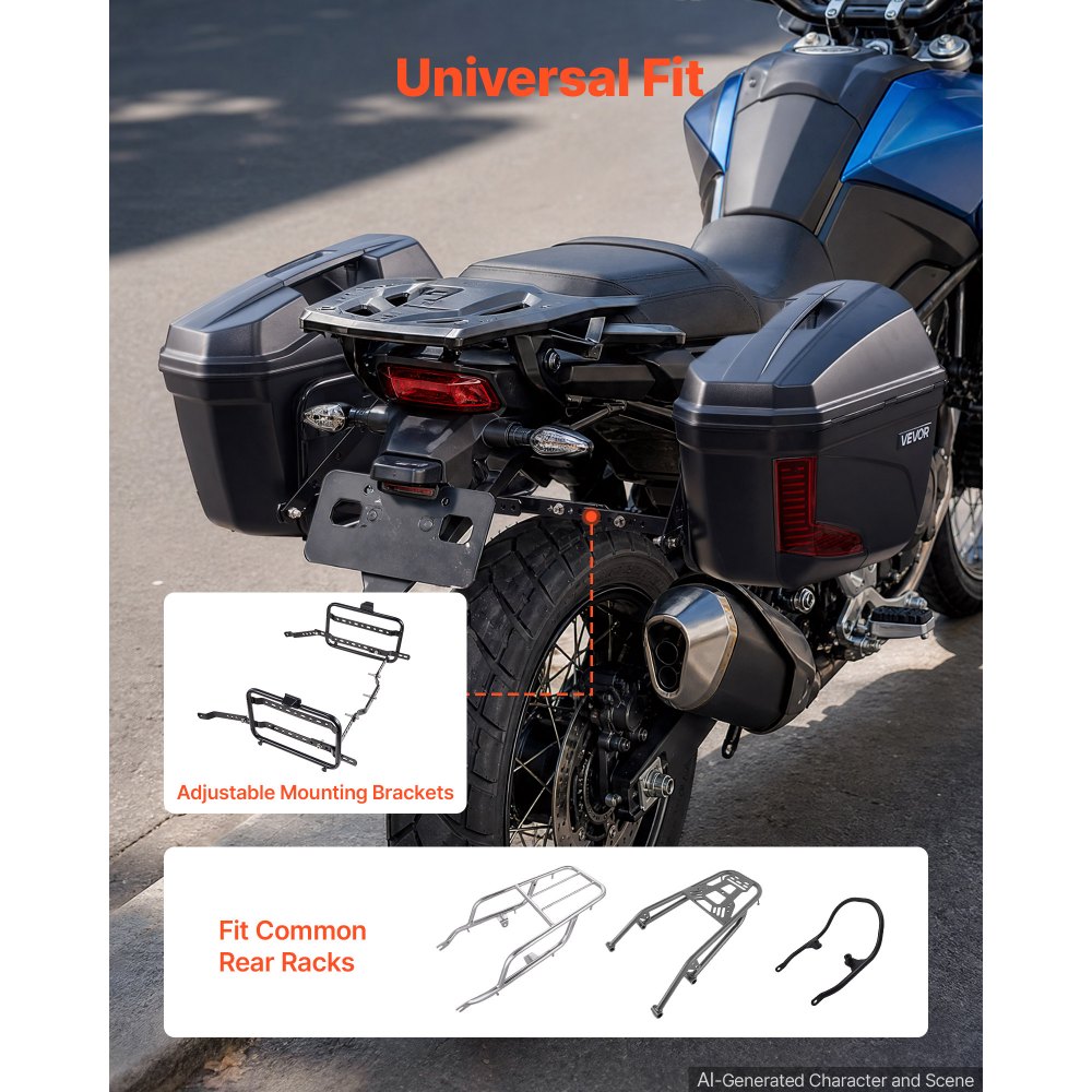 Πλαϊνή βαλίτσα μοτοσικλέτας VEVOR 46L (23L*2) Universal θήκη σέλας μοτοσικλέτας από ABS, αδιάβροχες αποσπώμενες αριστερές & δεξιές πλαϊνές βαλίτσες μοτοσικλέτας με κλειδαριά ασφαλείας για αποθήκευση αποσκευών - Σετ 2 τεμαχίων Πλαϊνή βαλίτσα μοτοσικλέτας VEVOR 46L (23L*2) Universal θήκη σέλας μοτοσικλέτας από ABS, αδιάβροχες αποσπώμενες αριστερές & δεξιές πλαϊνές βαλίτσες μοτοσικλέτας με κλειδαριά ασφαλείας για αποθήκευση αποσκευών - Σετ 2 τεμαχίων