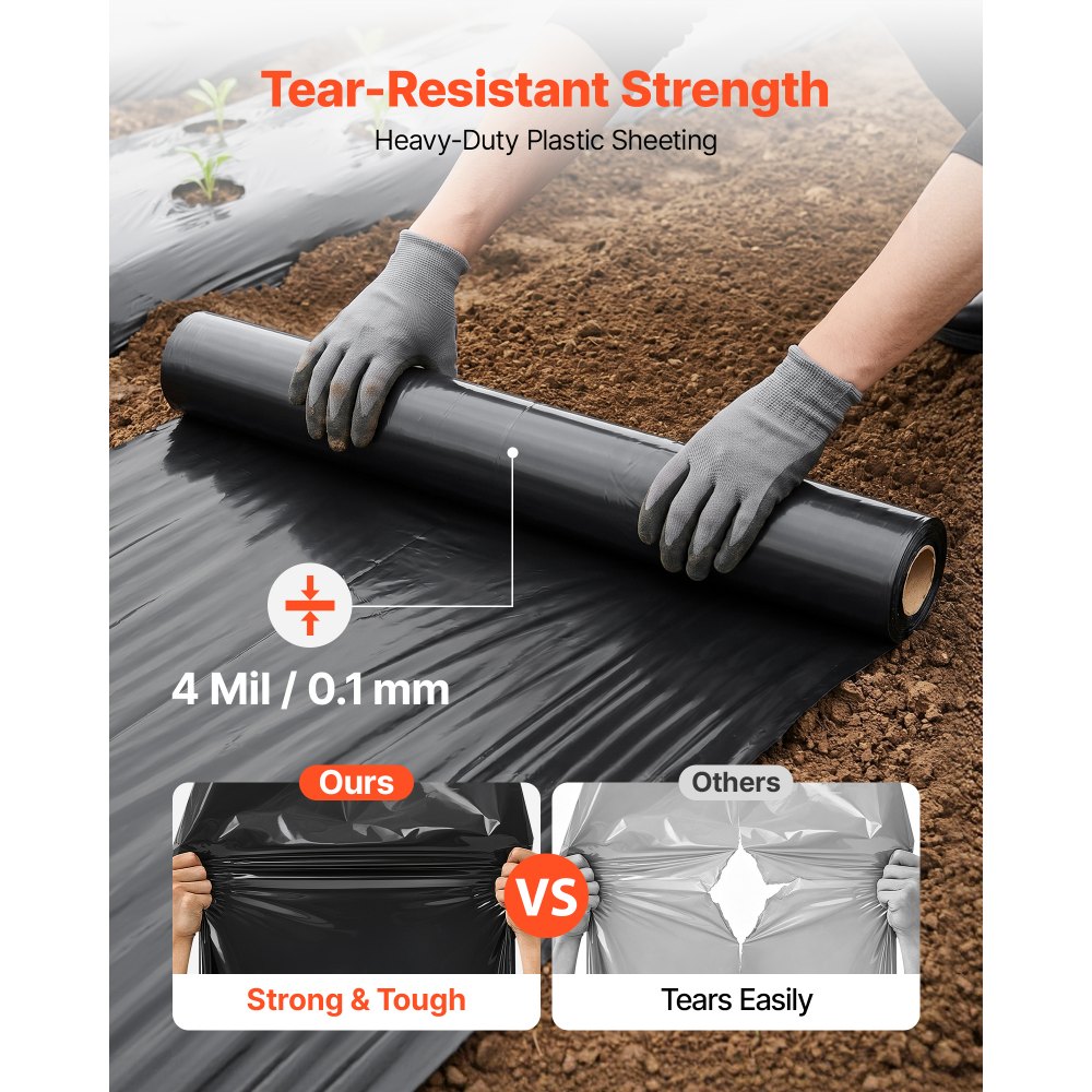 VEVOR Πλαστικό Φύλλο 0,1 mm 1,83 x 30,48 m Μαύρο Πολυαιθυλένιο Βαρέως Τύπου, Χοντρό Πλαστικό Ρολό για Κήπο, Μουσαμάς Βαφής με Υφασμάτινο Πλέγμα, Κάλυμμα Πολυαιθυλενίου για Χώρο Έρπυσης, Φράγμα Υδατοδιαλυτών, Έλεγχος Ζιζανίων VEVOR Πλαστικό Φύλλο 0,1 mm 1,83 x 30,48 m Μαύρο Πολυαιθυλένιο Βαρέως Τύπου, Χοντρό Πλαστικό Ρολό για Κήπο, Μουσαμάς Βαφής με Υφασμάτινο Πλέγμα, Κάλυμμα Πολυαιθυλενίου για Χώρο Έρπυσης, Φράγμα Υδατοδιαλυτών, Έλεγχος Ζιζανίων
