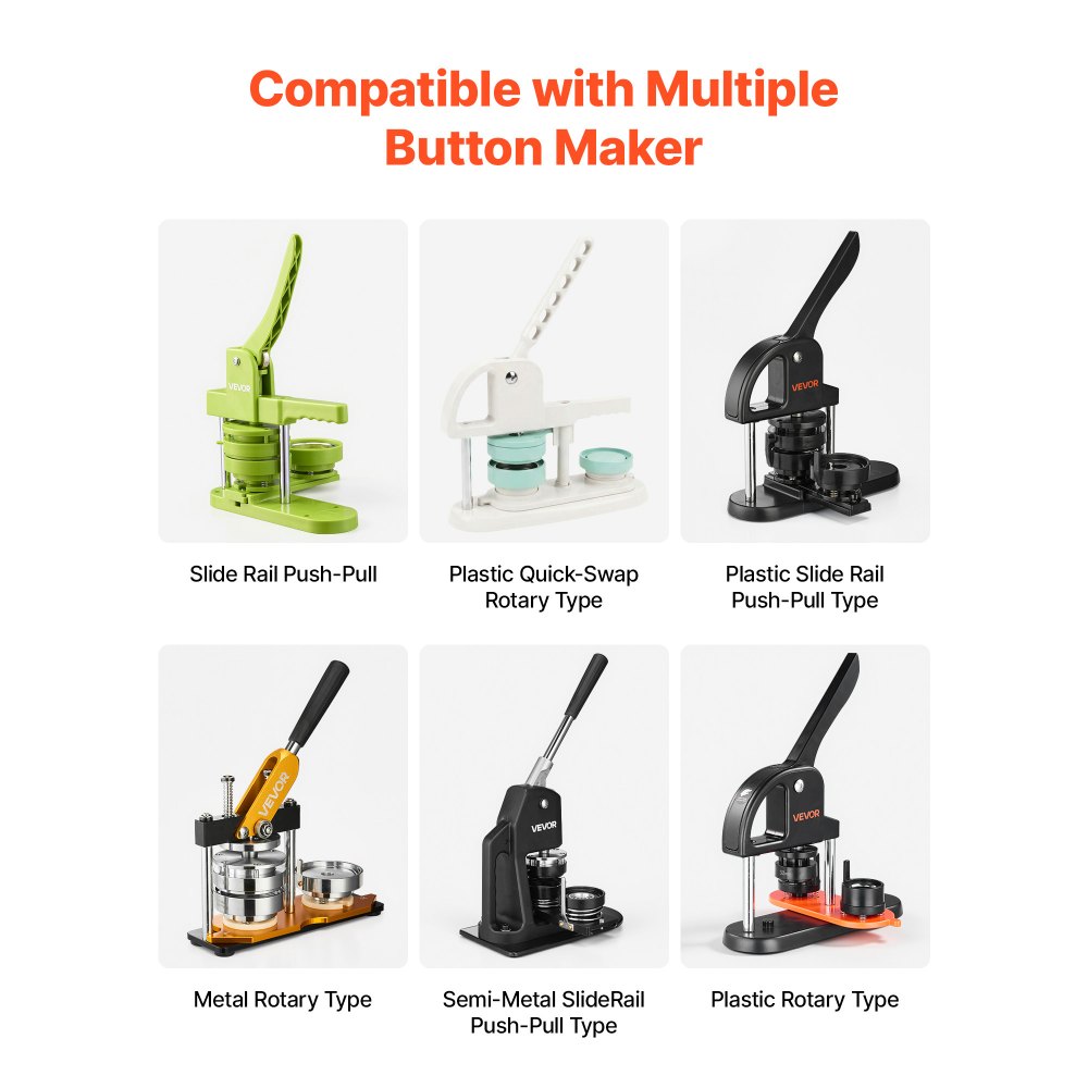 Η VEVOR Button Maker παρέχει 100 σετ εξαρτημάτων κουμπιών με καρφίτσα 2,95 ίντσες / 75 mm, με μεταλλικές πλάτες, μεταλλικά κελύφη, διαφανείς μεμβράνες Mylar και κενά κυκλικά χαρτιά, για οικιακές κατασκευές DIY, σχολικές εκδηλώσεις και προσαρμοσμένα στούντιο Η VEVOR Button Maker παρέχει 100 σετ εξαρτημάτων κουμπιών με καρφίτσα 2,95 ίντσες / 75 mm, με μεταλλικές πλάτες, μεταλλικά κελύφη, διαφανείς μεμβράνες Mylar και κενά κυκλικά χαρτιά, για οικιακές κατασκευές DIY, σχολικές εκδηλώσεις και προσαρμοσμένα στούντιο