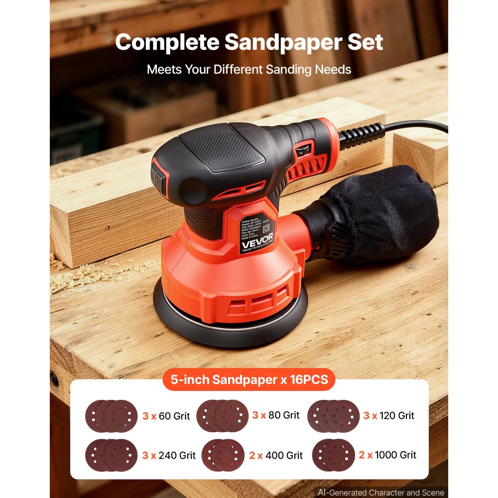 Τριβείο VEVOR 127mm με τυχαίο παλμικό τριβείο 250W με καλώδιο, ηλεκτρικό παλμικό τριβείο 6 ταχυτήτων 6000-12000RPM με 16 τεμάχια γυαλόχαρτα και σακούλα συλλογής σκόνης για λείανση λεπτομερειών ξυλουργικής Τριβείο VEVOR 127mm με τυχαίο παλμικό τριβείο 250W με καλώδιο, ηλεκτρικό παλμικό τριβείο 6 ταχυτήτων 6000-12000RPM με 16 τεμάχια γυαλόχαρτα και σακούλα συλλογής σκόνης για λείανση λεπτομερειών ξυλουργικής